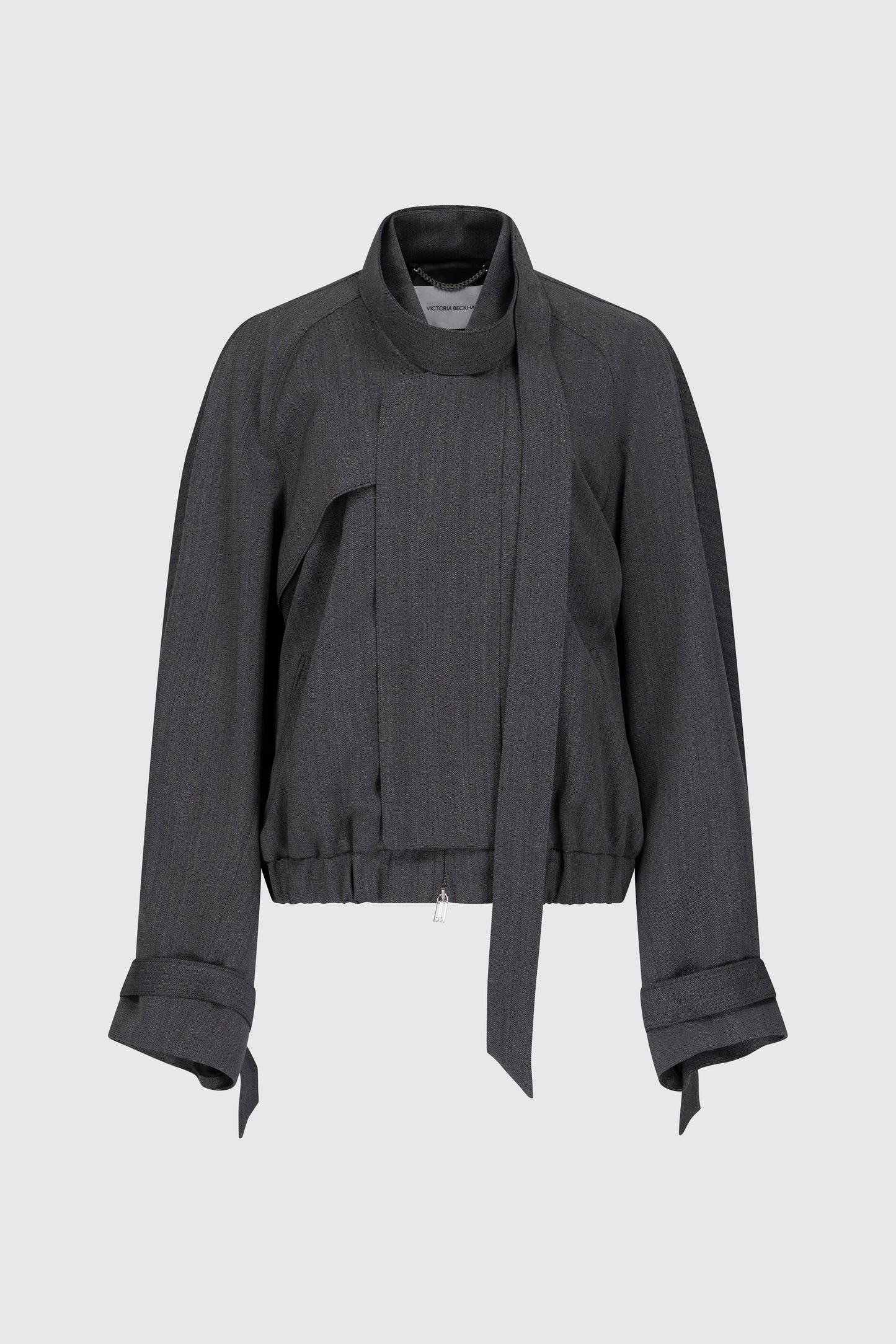 Scarf Bomber Jacket In Dark Grey