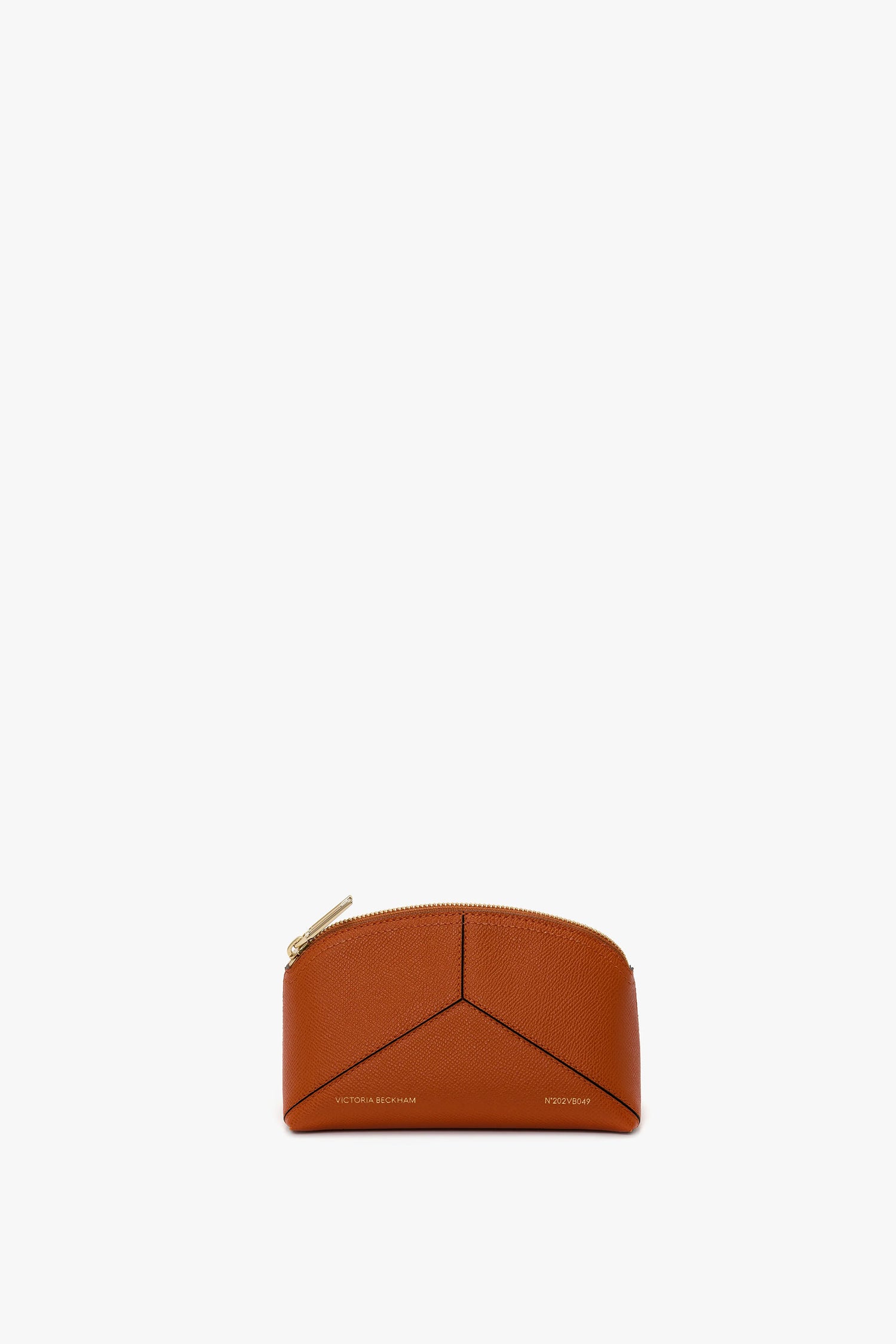 Victoria Mini Travel Pouch In Burnt Orange Grained Leather