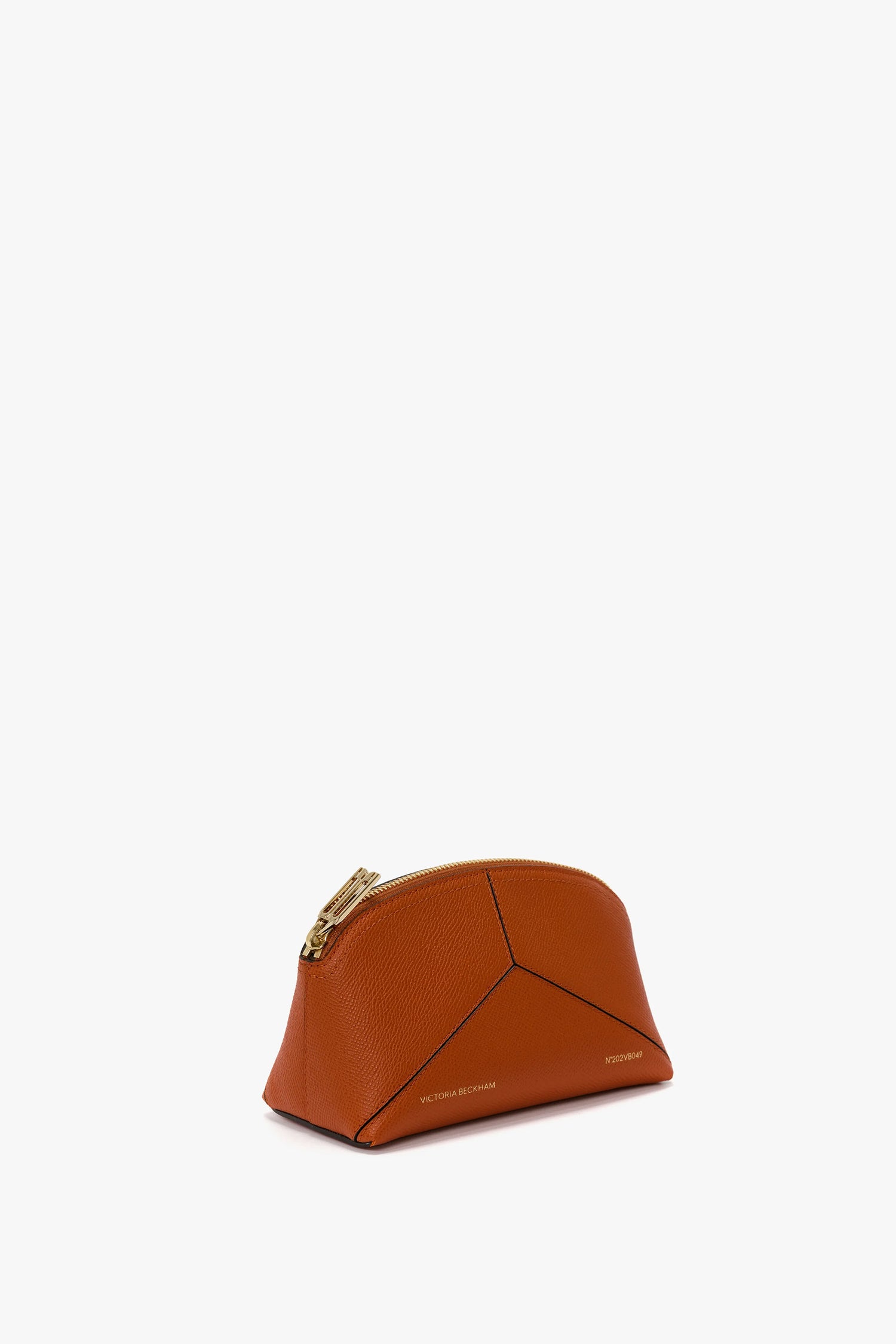 Victoria Mini Travel Pouch In Burnt Orange Grained Leather