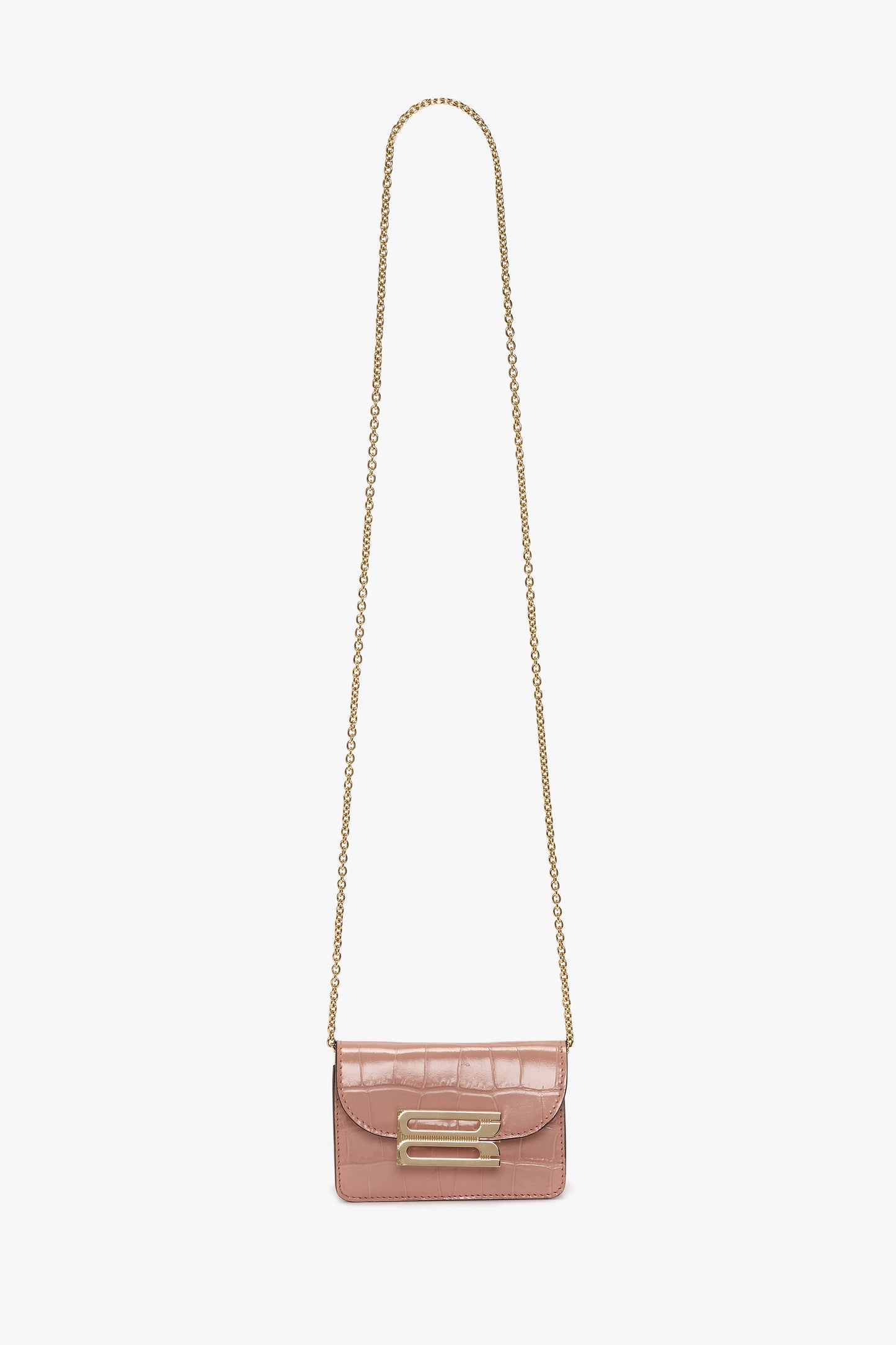 Micro Dorian Bag In Pink Croc Effect Leather