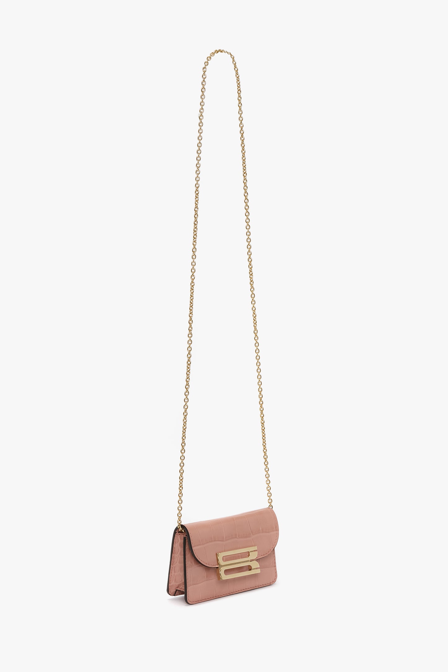 Micro Dorian Bag In Pink Croc Effect Leather