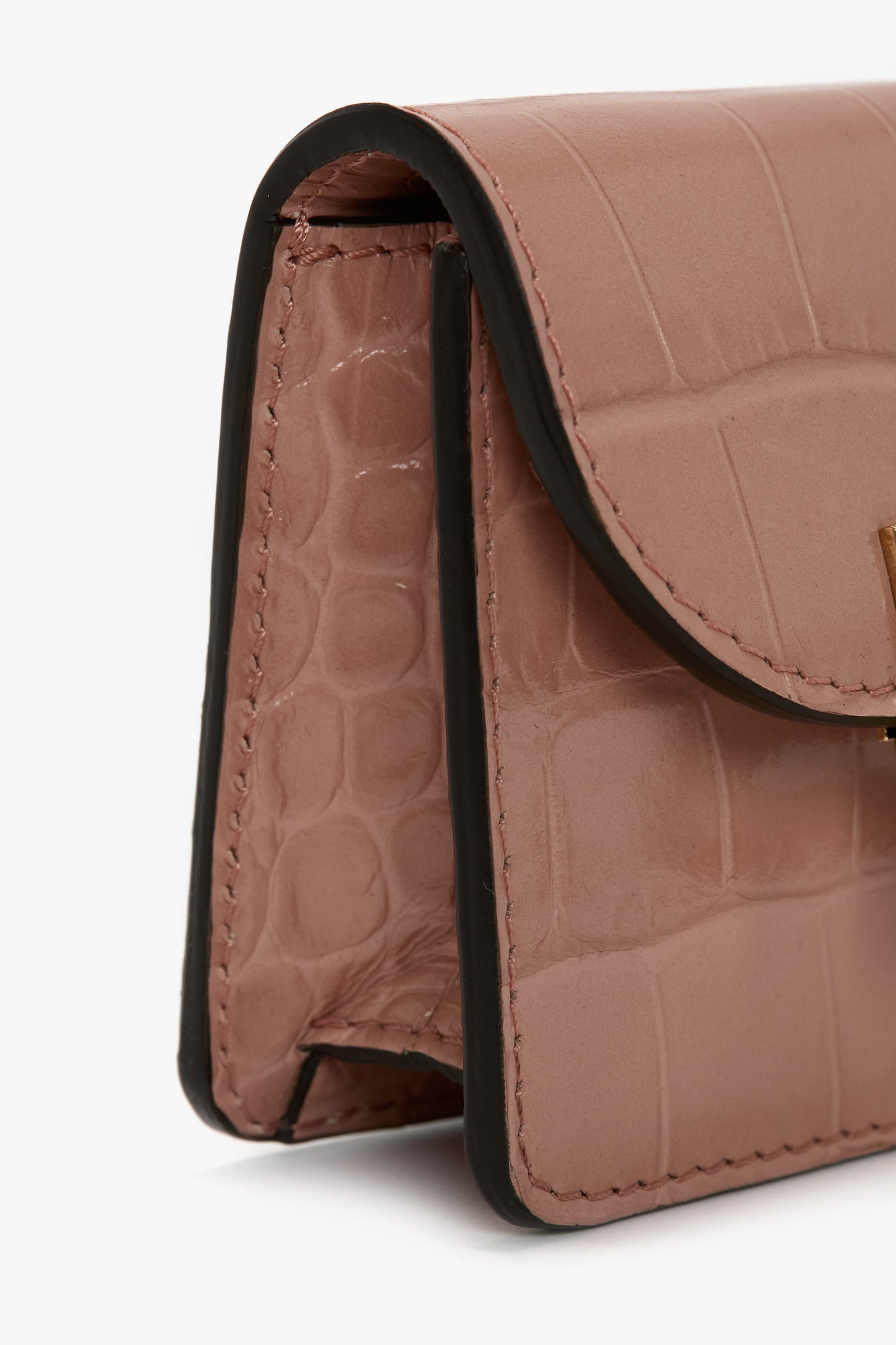 Micro Dorian Bag In Pink Croc Effect Leather