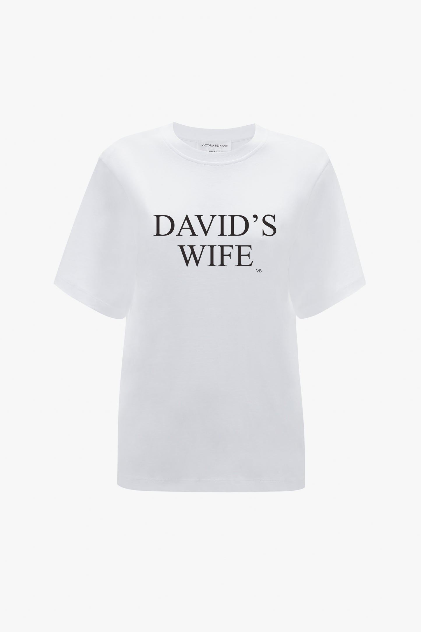 White 'David's Wife' Slogan T-Shirt In White by Victoria Beckham
