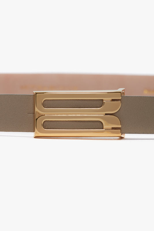 Exclusive Micro Frame Belt In Beige Leather