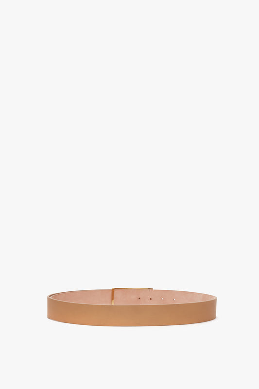 A Victoria Beckham Jumbo Frame Belt In Camel Leather displayed against a white background.