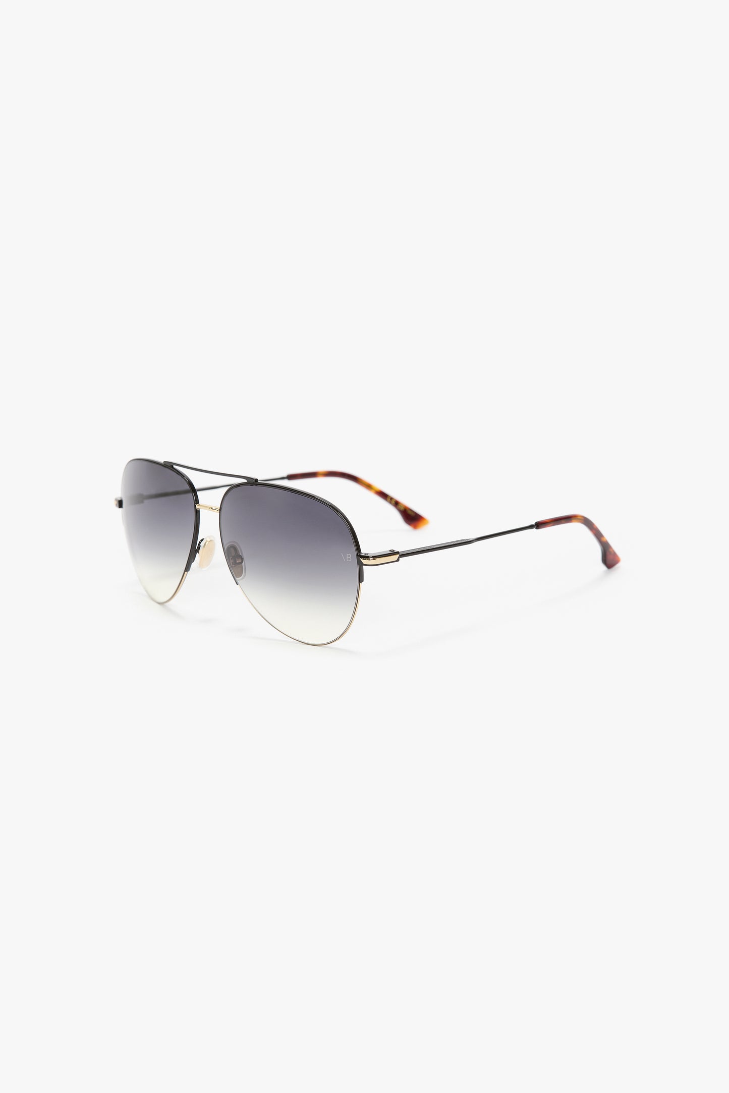 Fine Metal Pilot Sunglasses In Gold Black