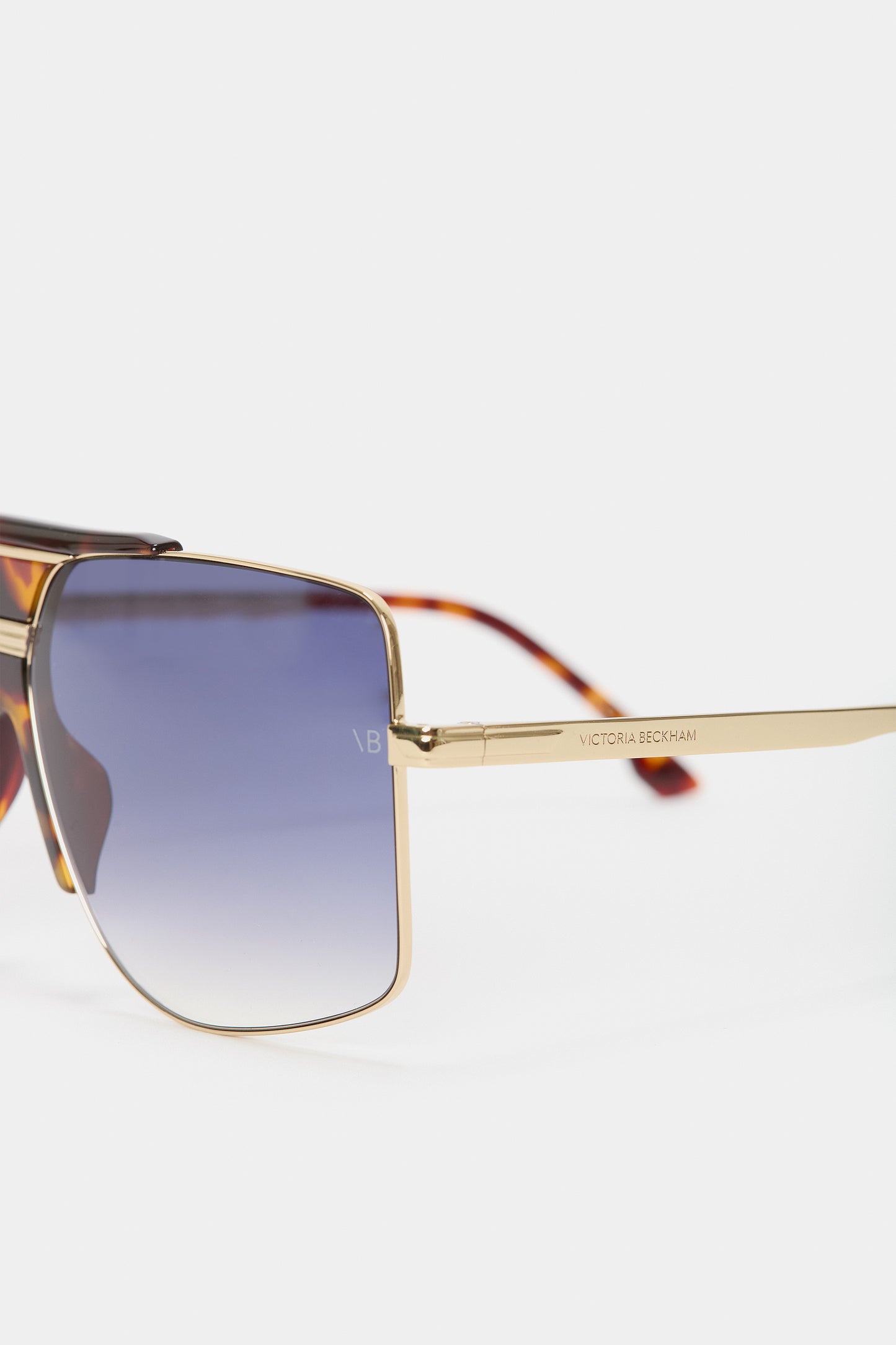 Oversized Metal And Acetate Frame In Gold Havana
