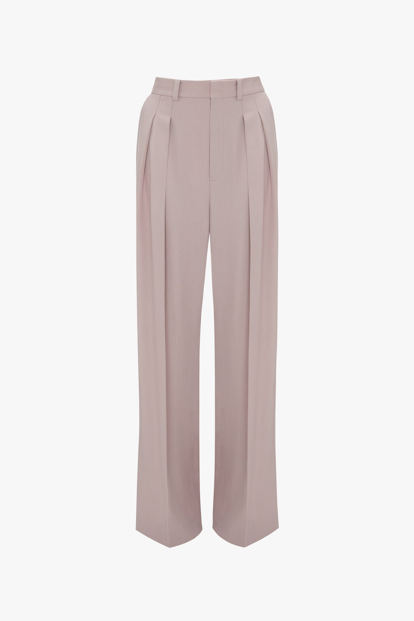 A Double Pleat Trouser In Rose Quartz by Victoria Beckham, displayed against a white background.