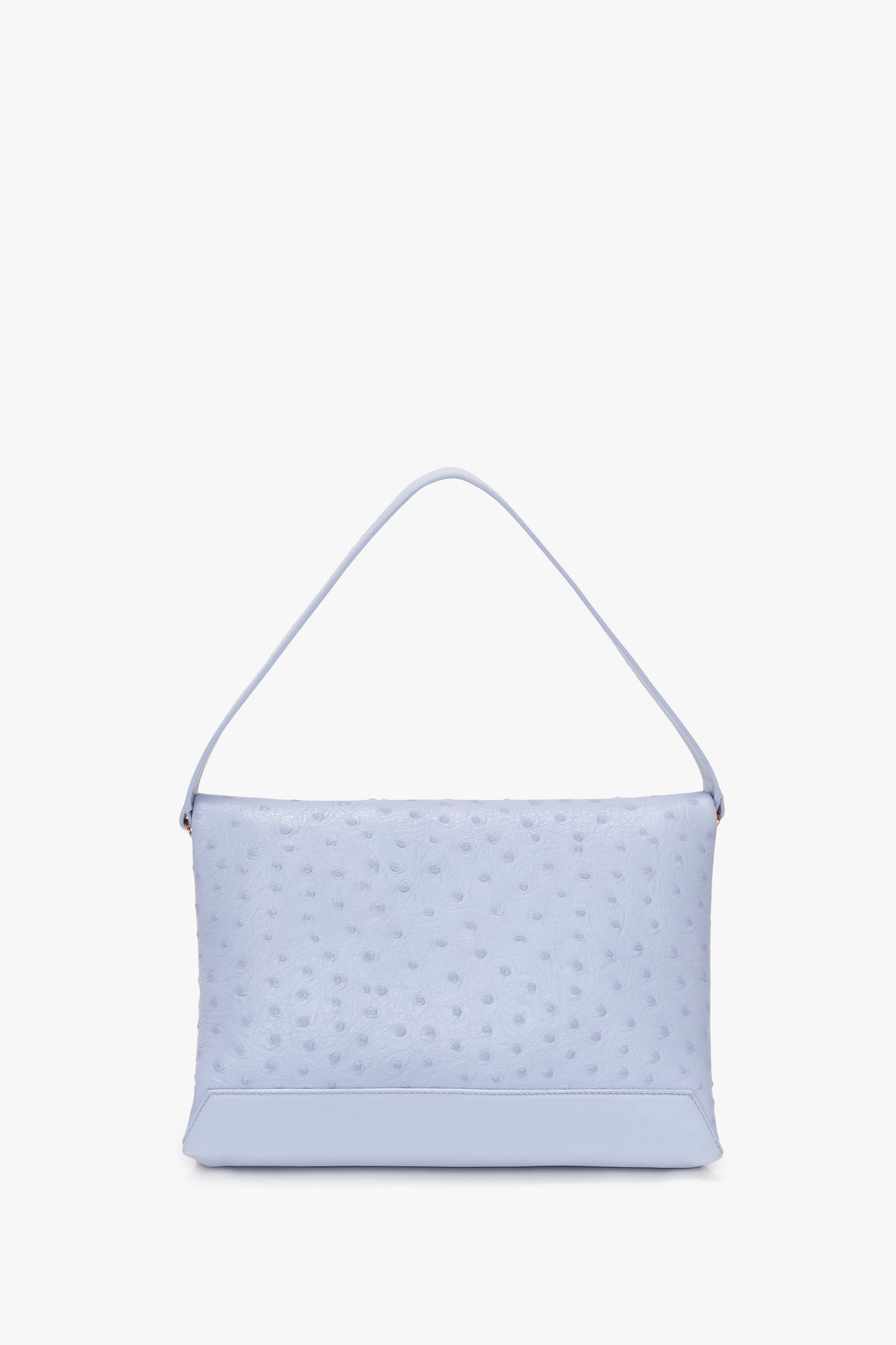 Light blue Chain Pouch With Strap In Frost Ostrich-Effect Leather by Victoria Beckham, featuring a single strap and gold chain detail.