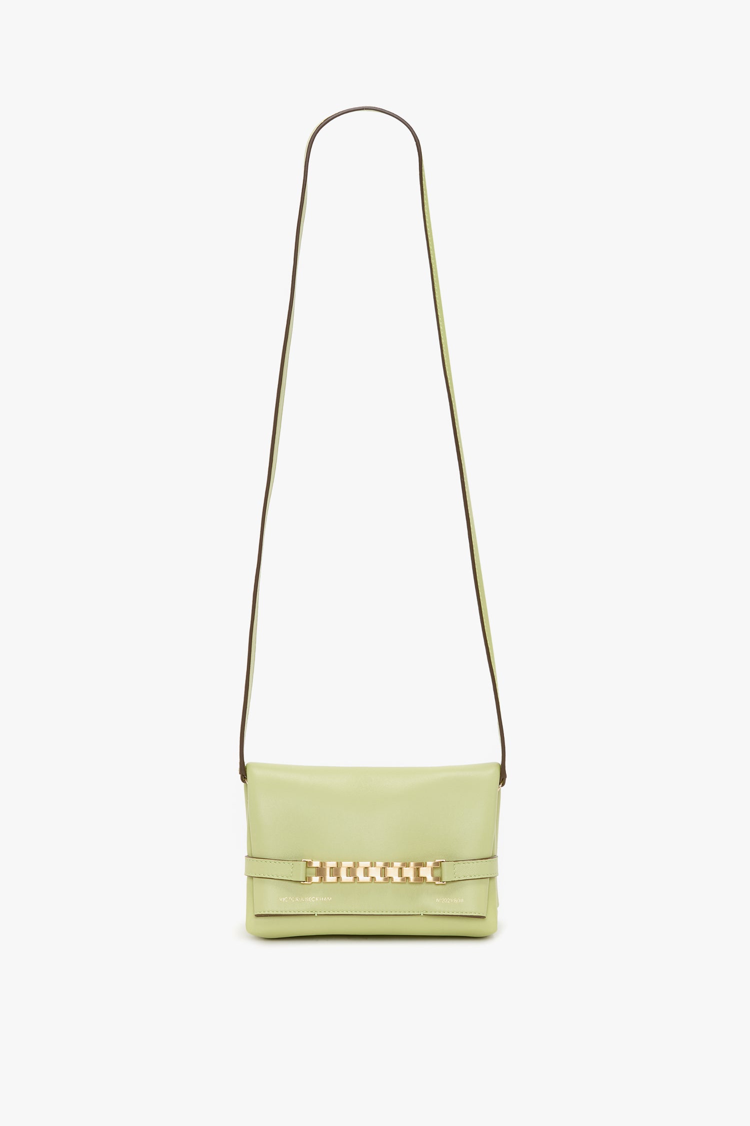 Mini Chain Pouch Bag With Long Strap In Avocado Leather