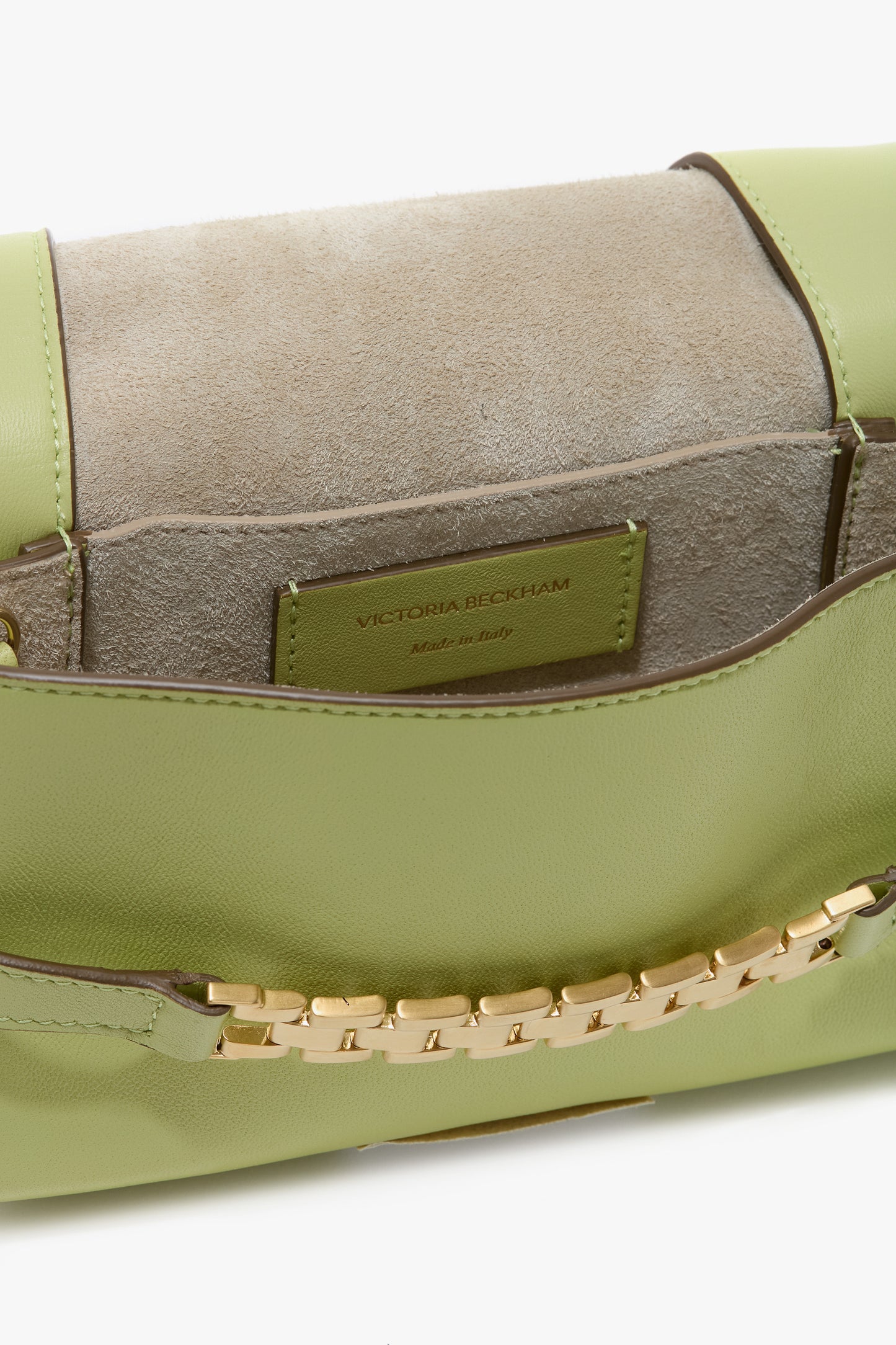 Mini Chain Pouch Bag With Long Strap In Avocado Leather