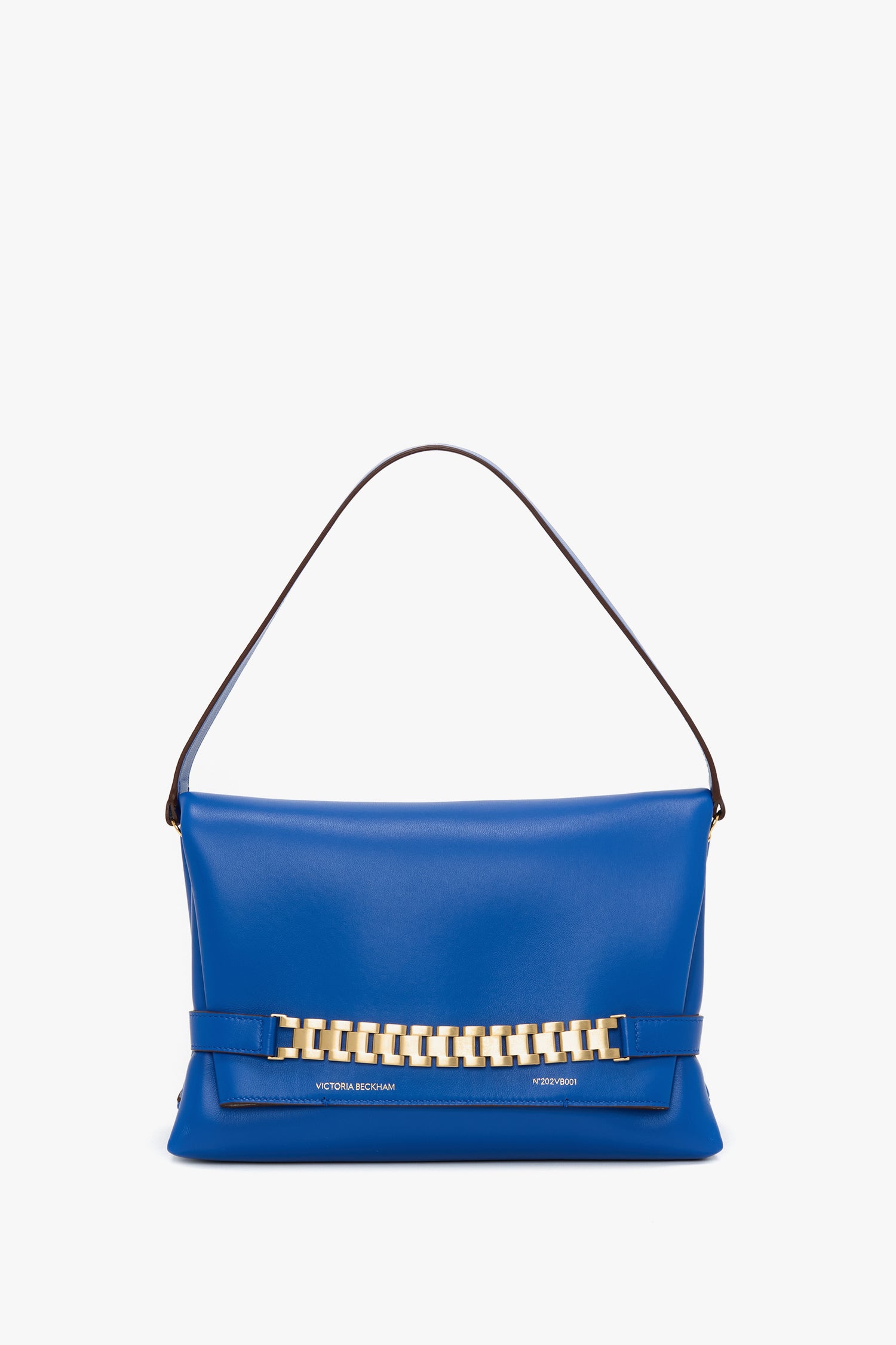 Chain Pouch Bag With Strap In Sapphire Blue Leather