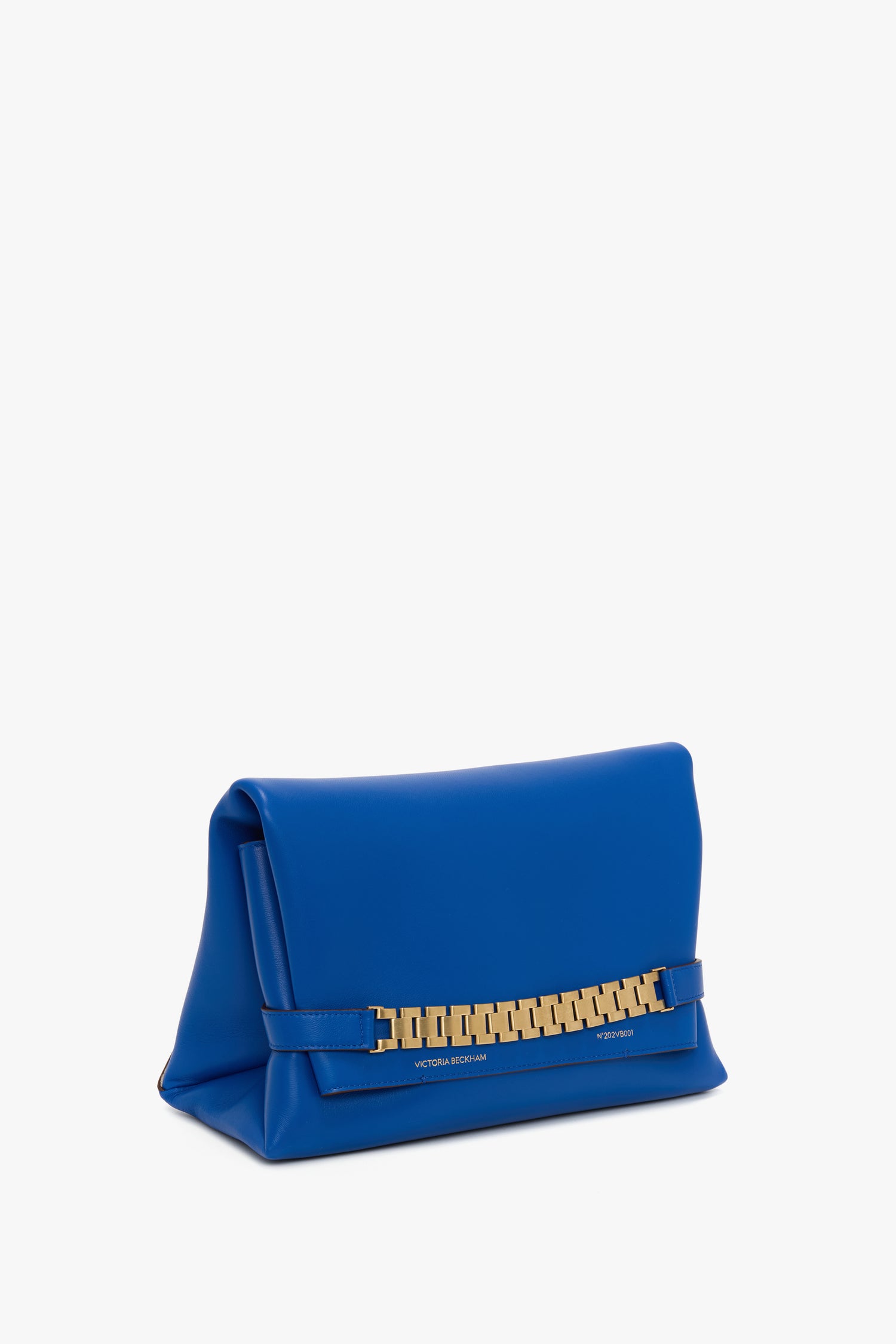 Chain Pouch Bag With Strap In Sapphire Blue Leather