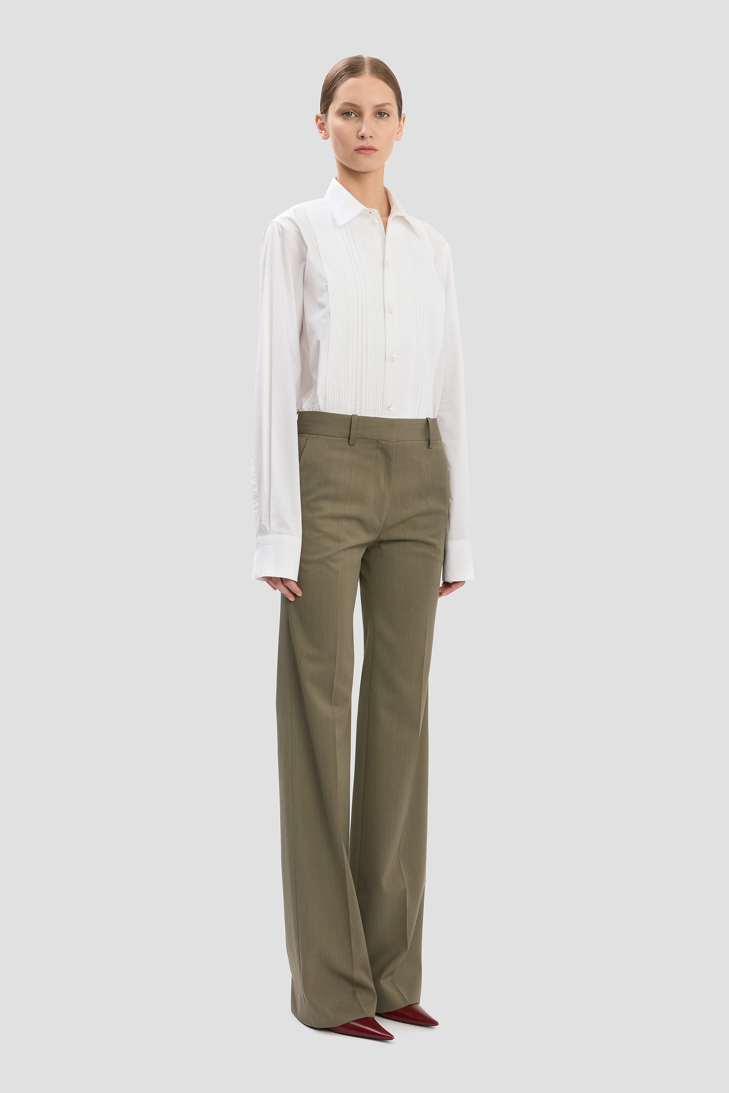 Tailored Straight Leg Trouser In Sage Melange
