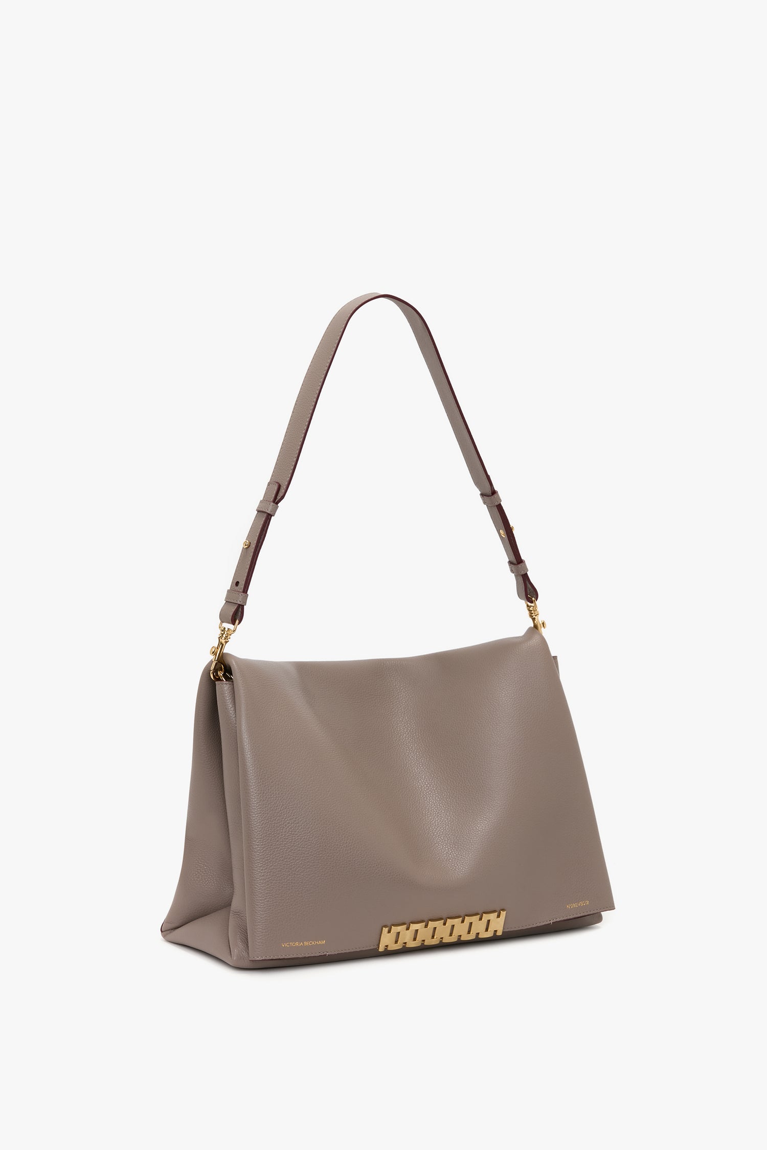 Jumbo Chain Pouch In Taupe Leather
