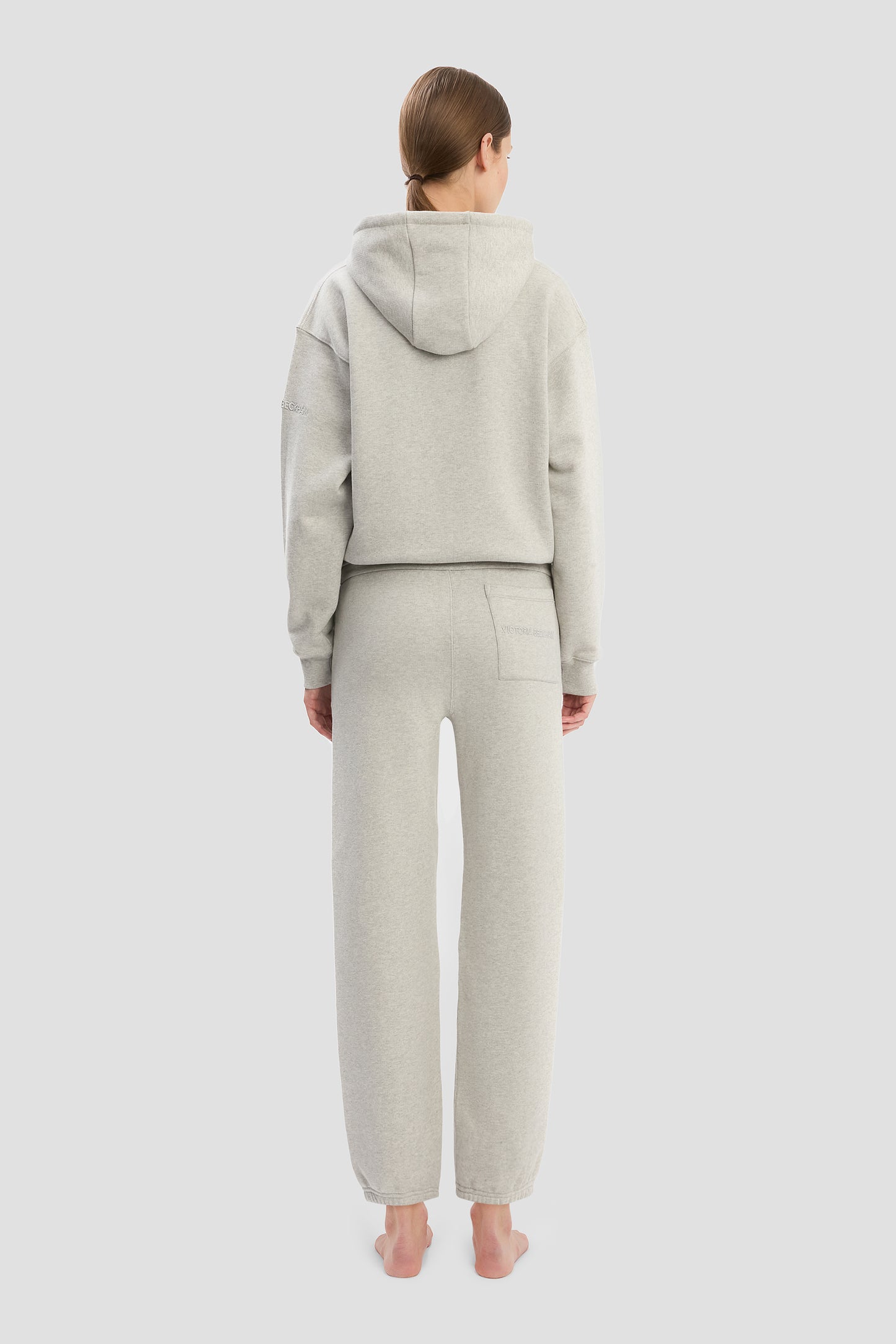 Logo Embroidered Hoodie In Grey Marl