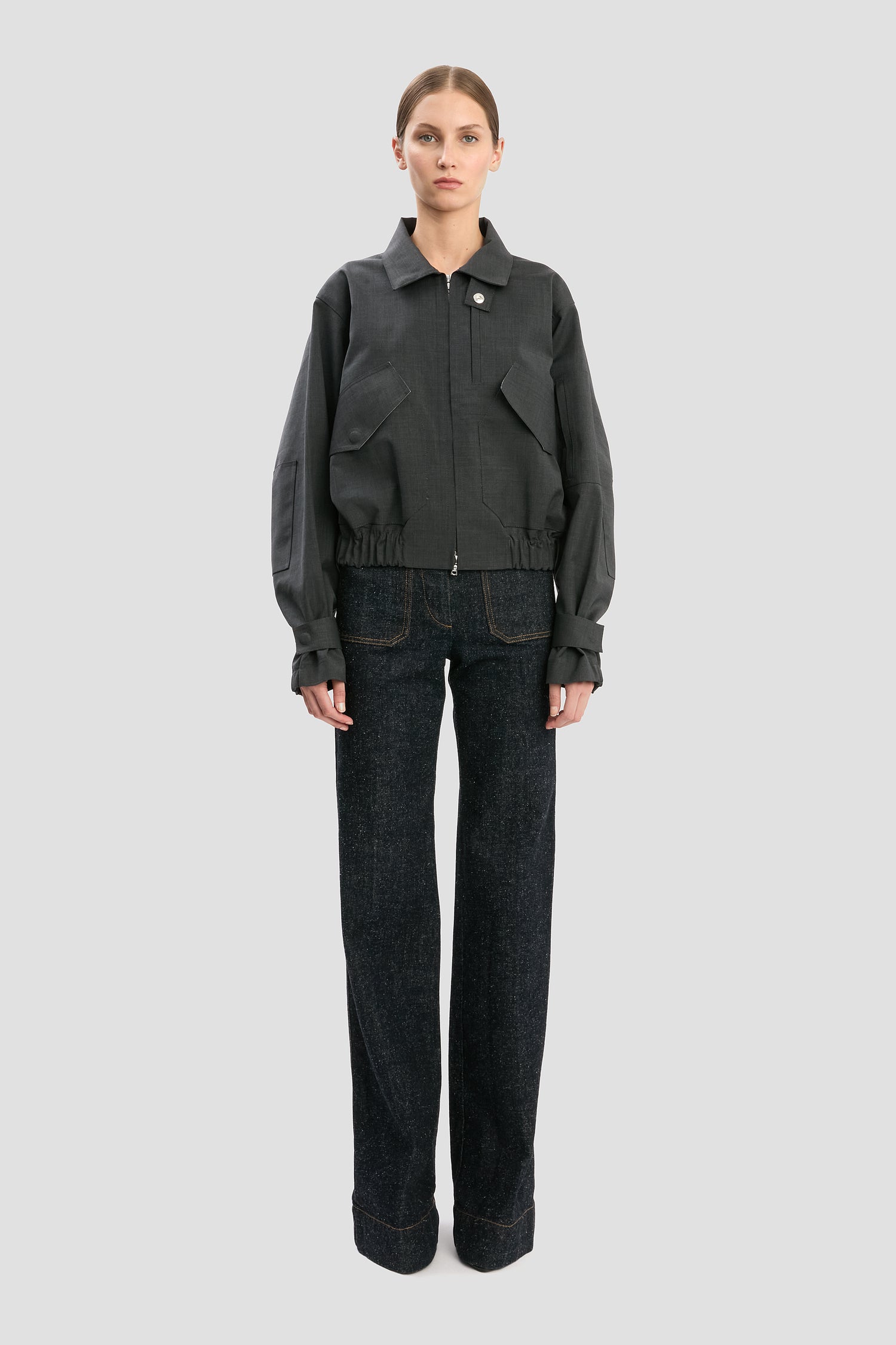 VB X Mackintosh Bomber Jacket In Charcoal