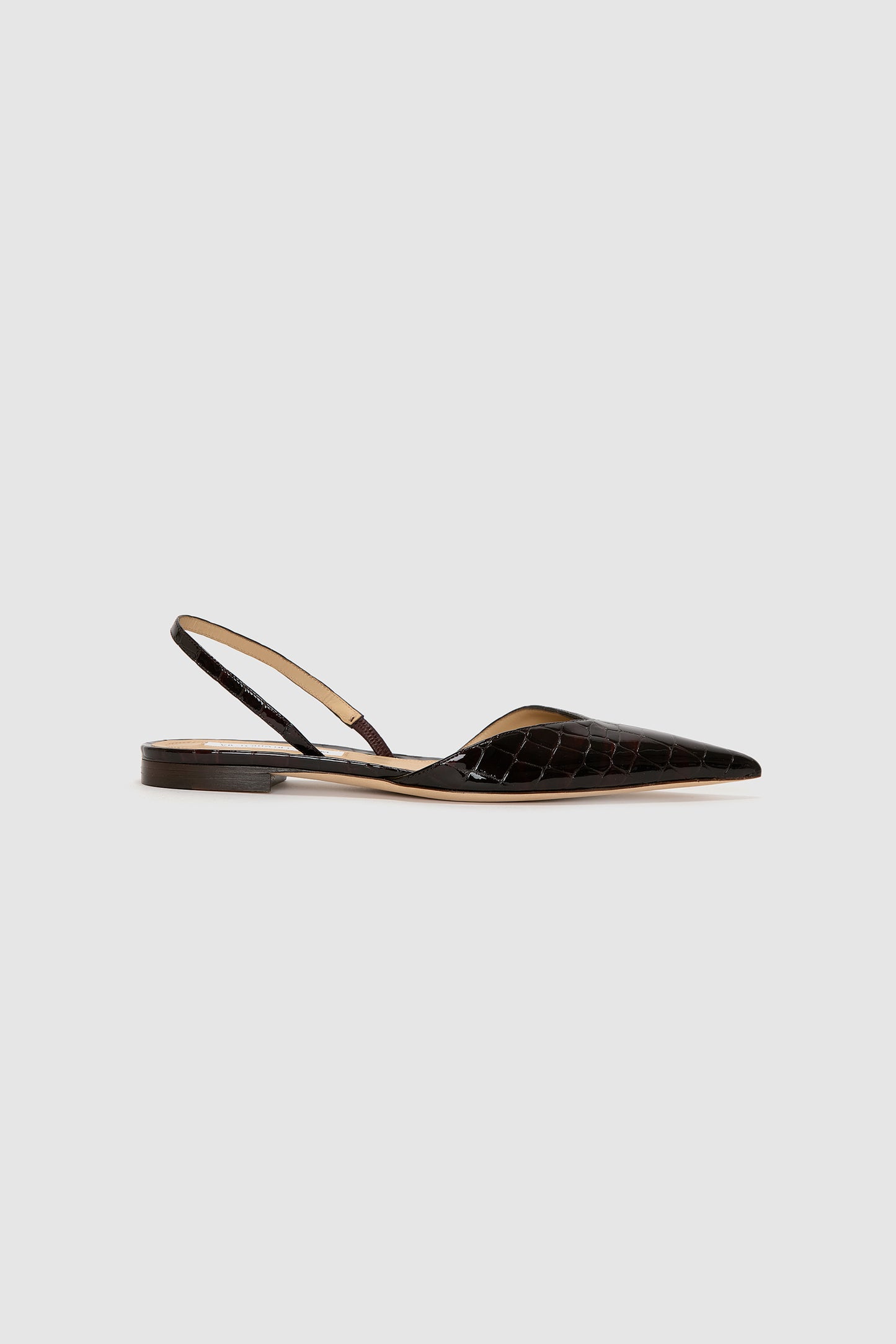 Victoria Angle Halter Back Flat Croc Embossed Leather