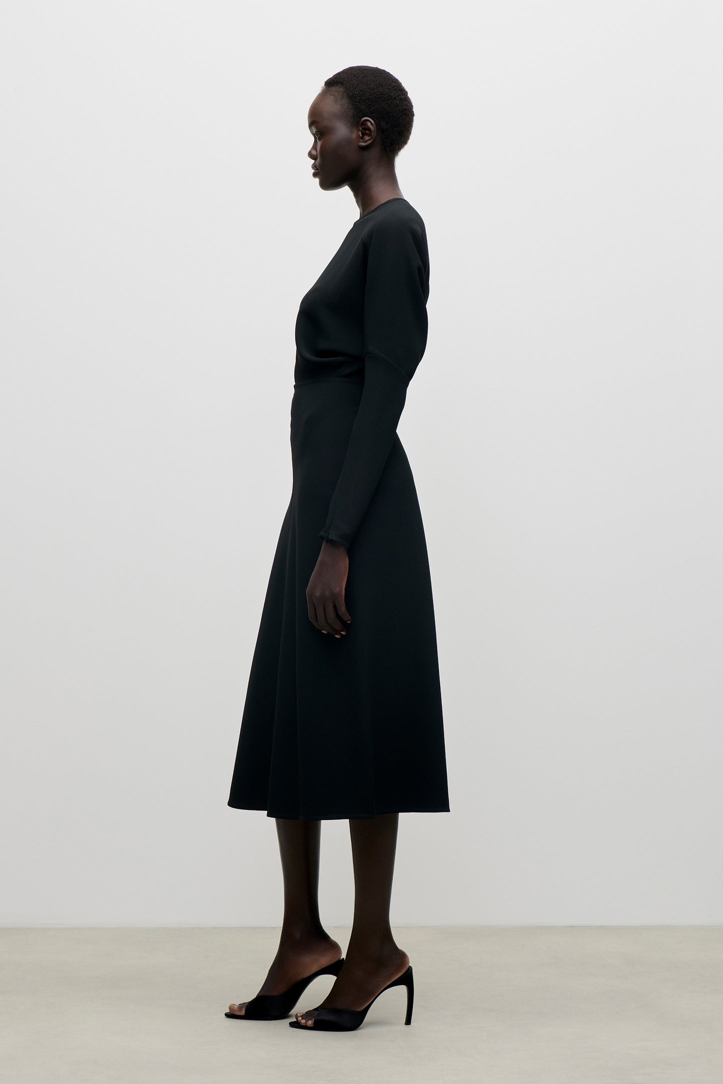 Dolman Midi Dress In Black