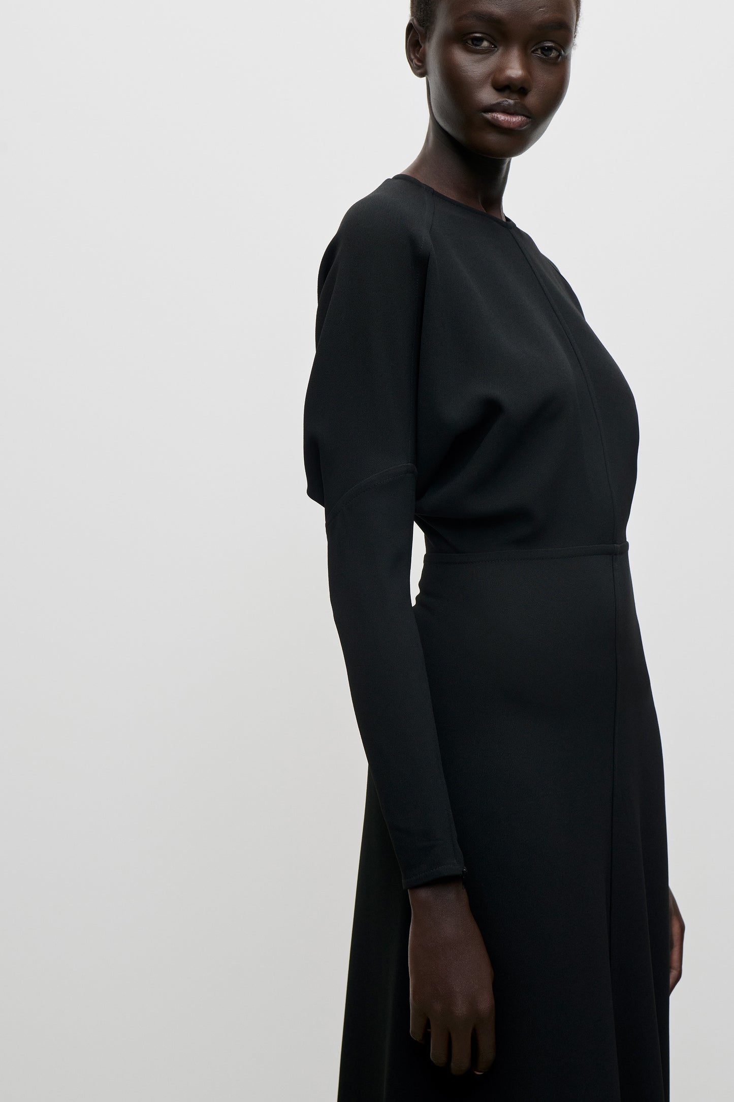Dolman Midi Dress In Black