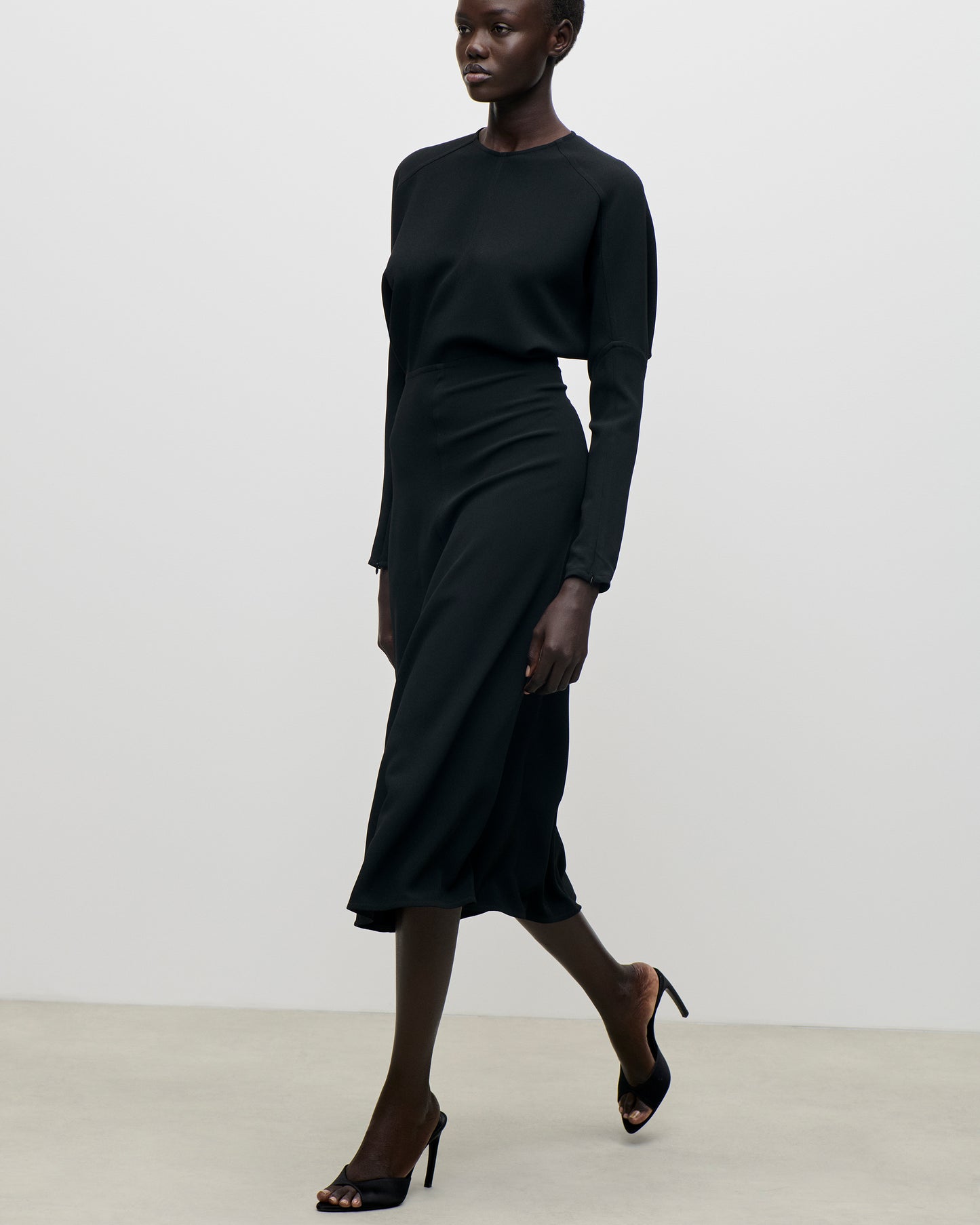 Dolman Midi Dress In Black
