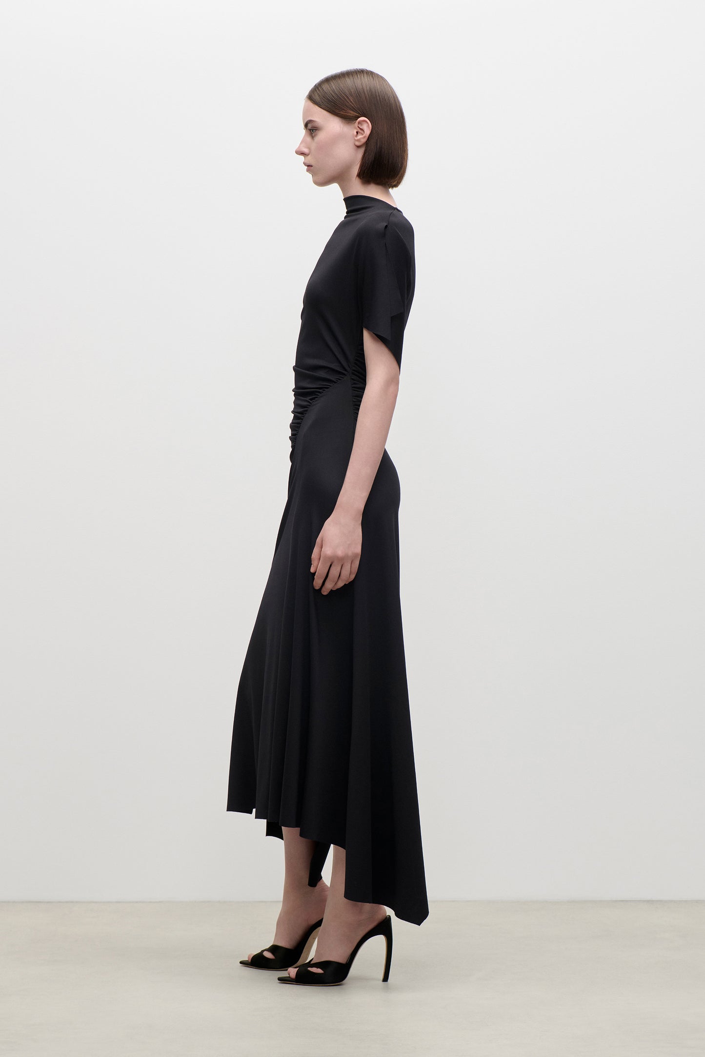 Blousey Midi Dress In Black