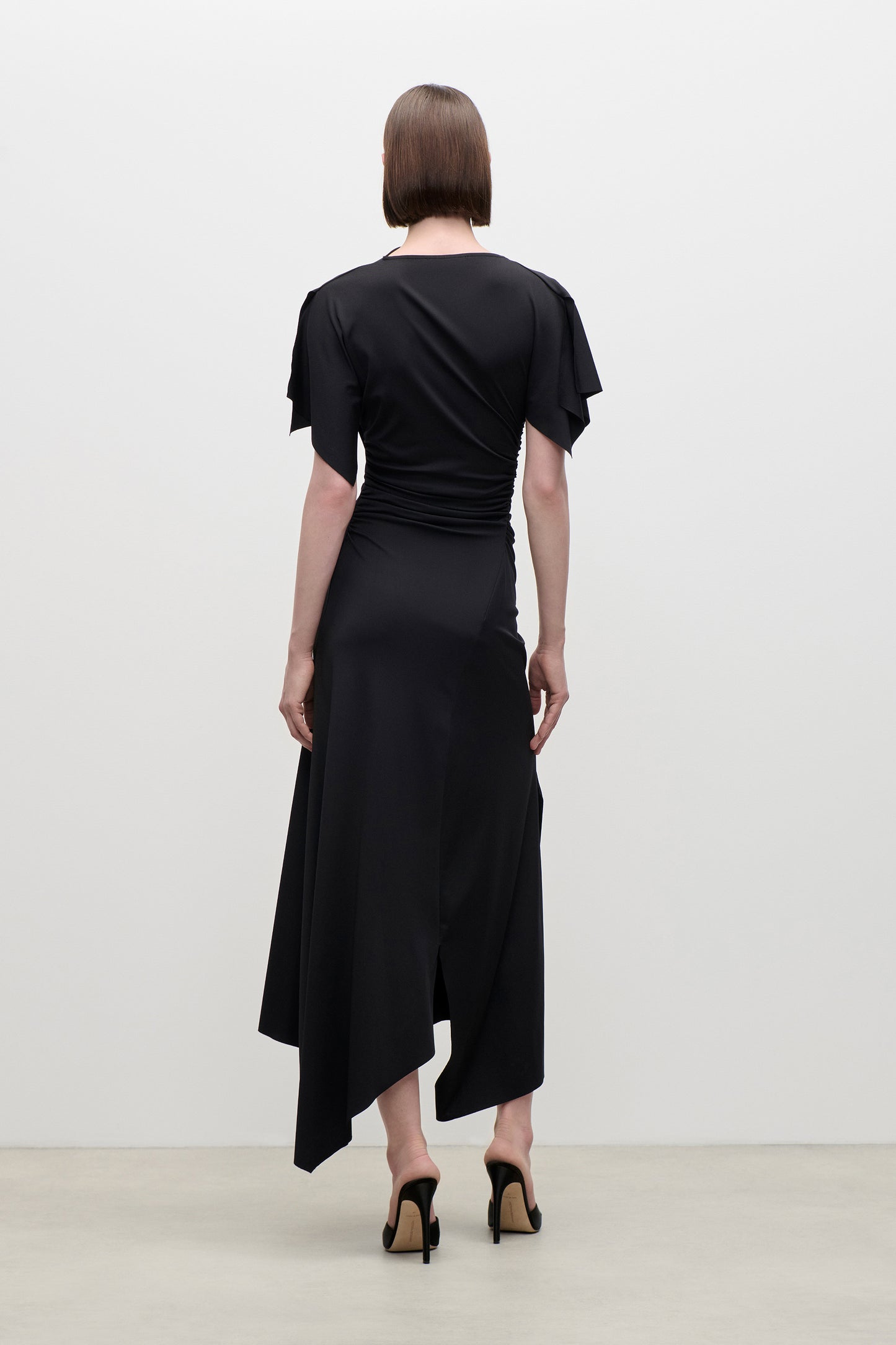 Blousey Midi Dress In Black