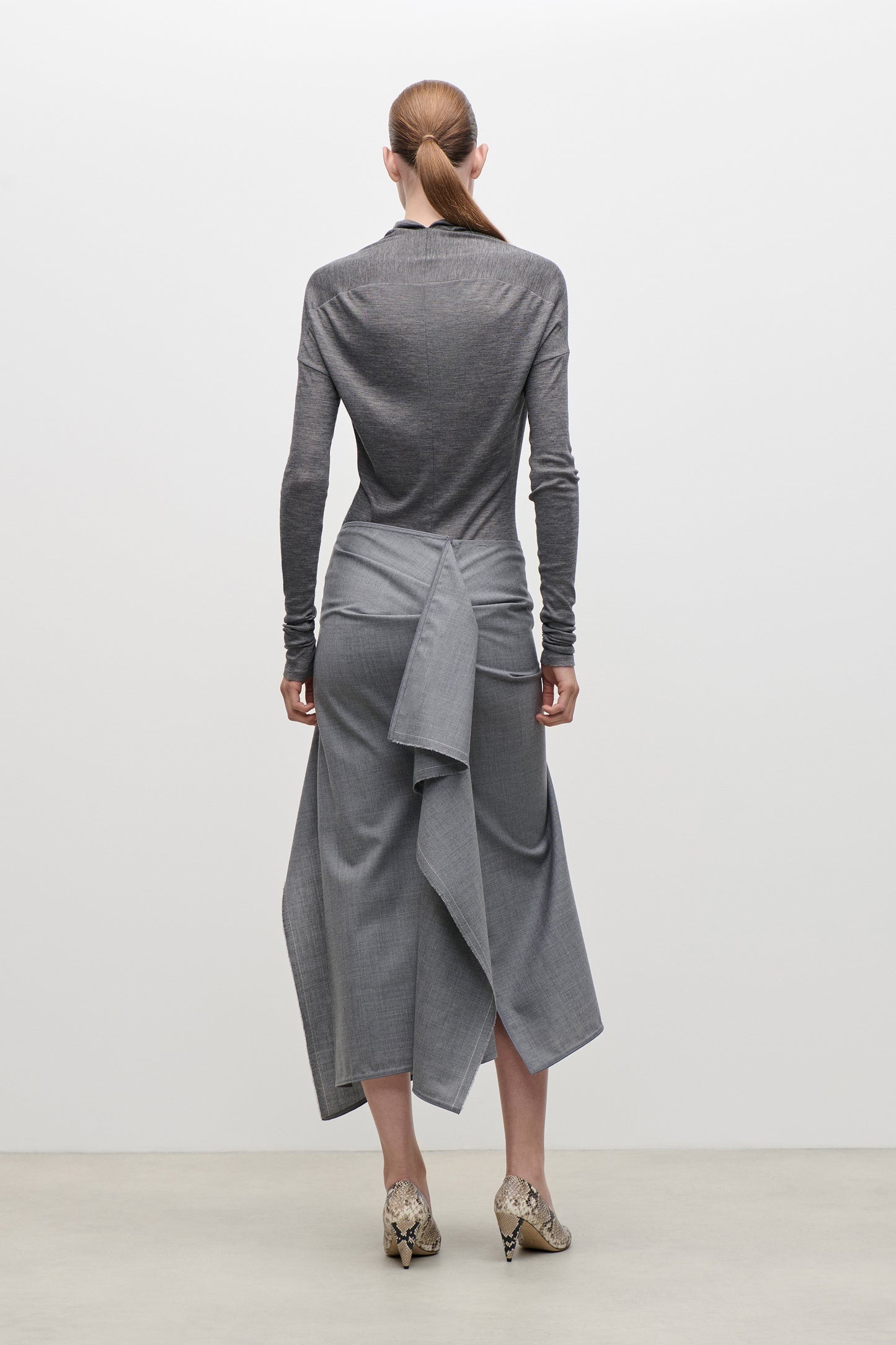 Draped Top In Grey Marl