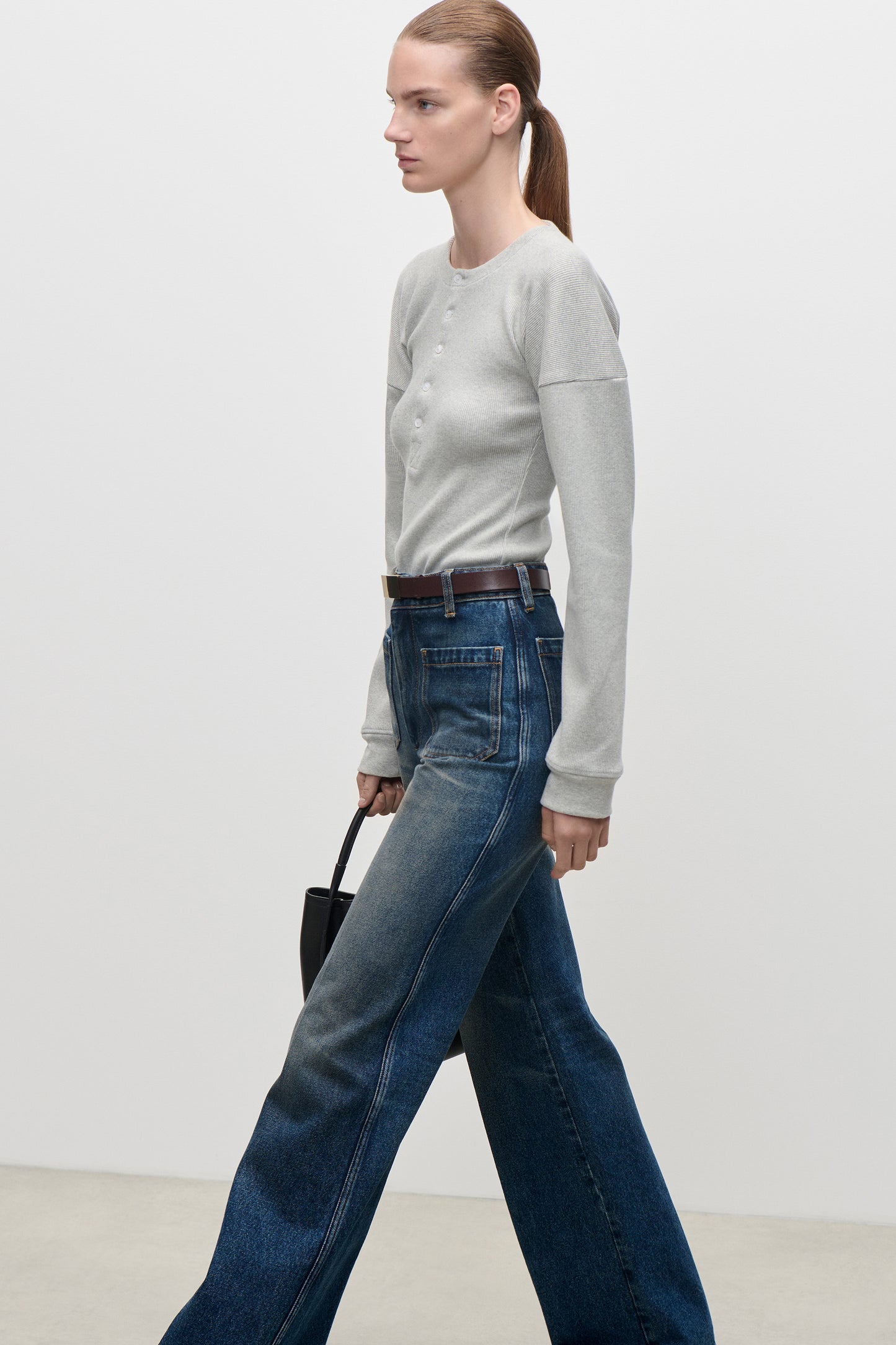 Hazel Top In Grey Marl