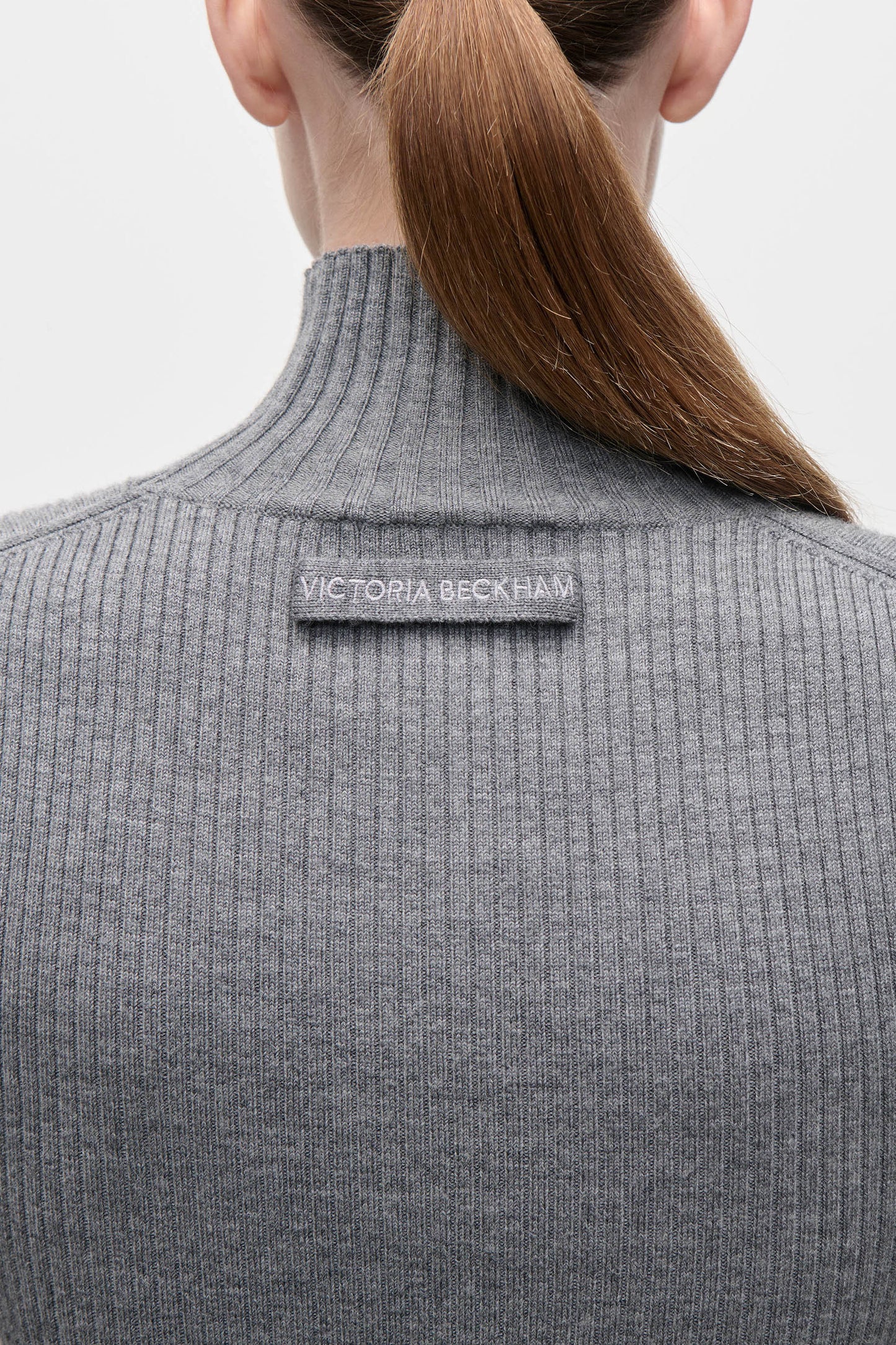 High Neck Jumper In Grey Melange