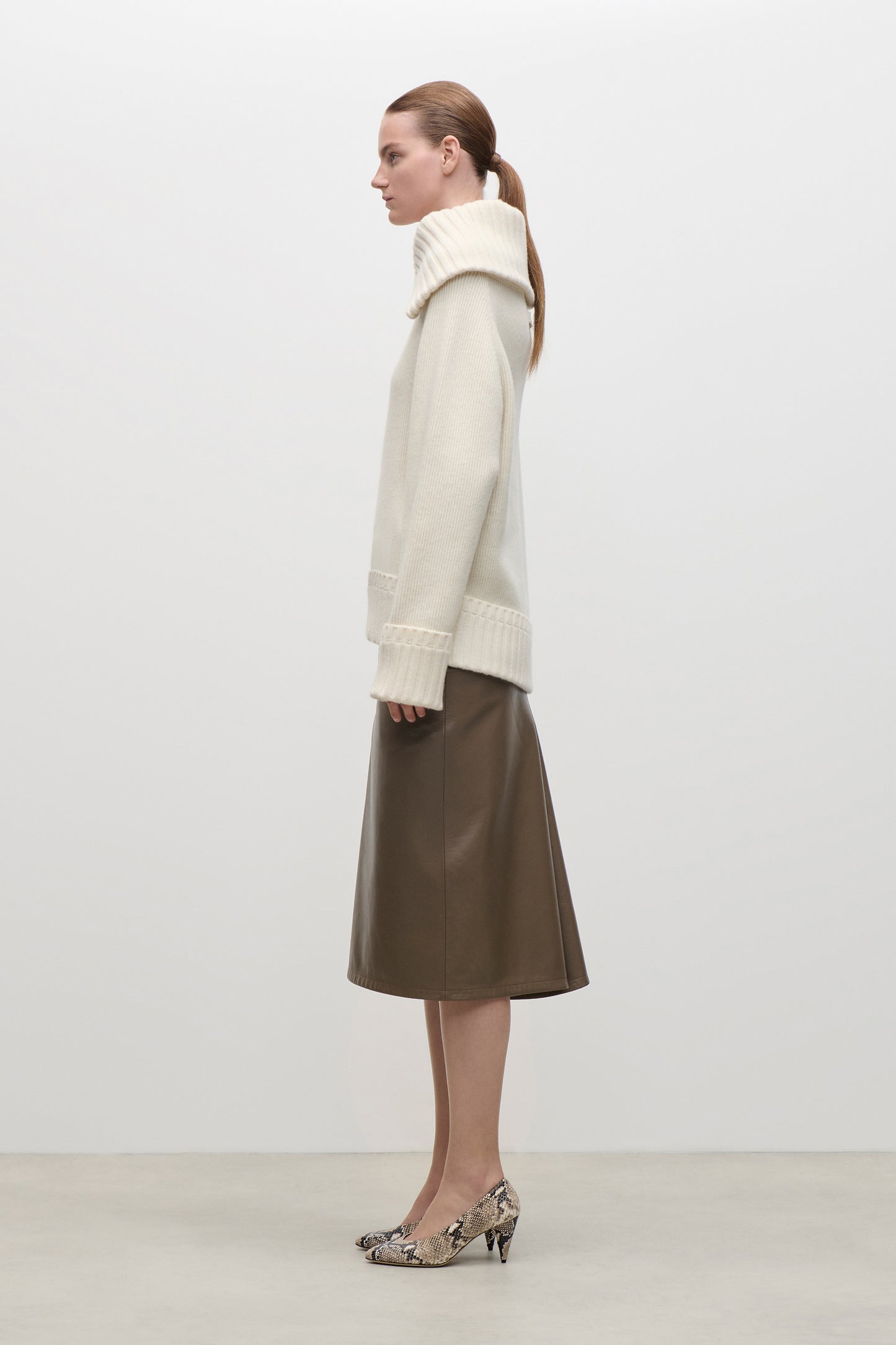 Wide Collar Jumper In Ivory