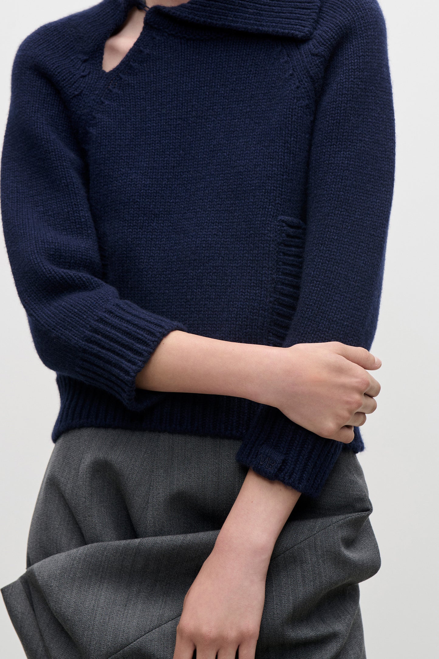 Asymmetric Collar Jumper In Navy