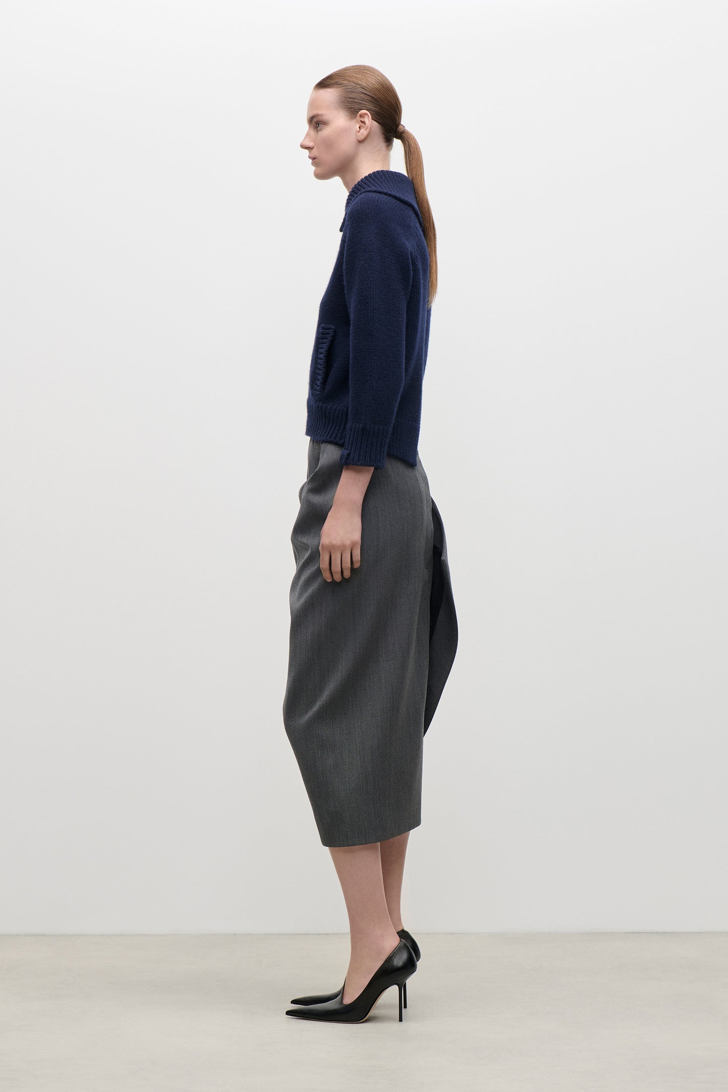 Asymmetric Collar Jumper In Navy