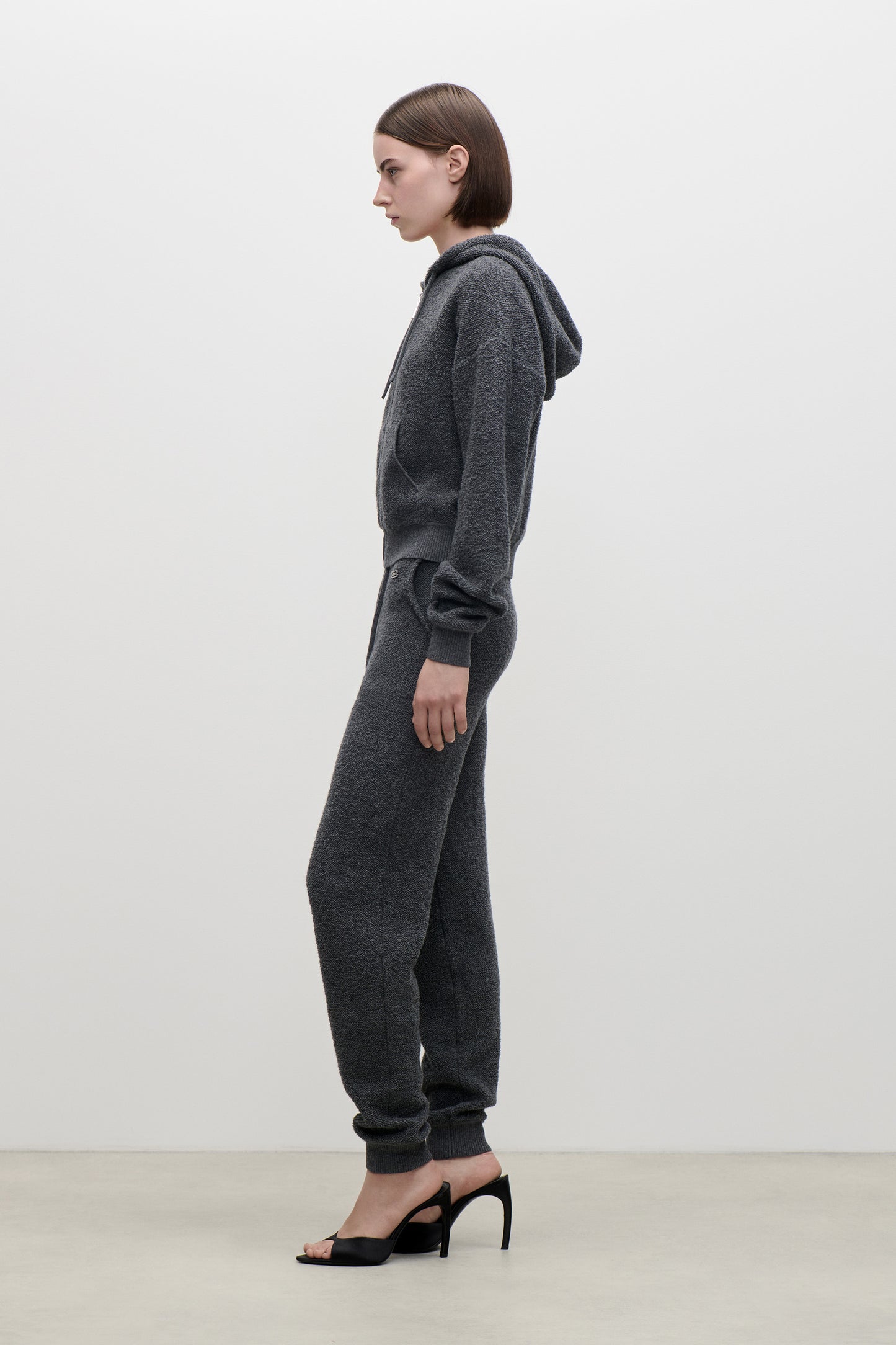 Isla Zipped Hoodie In Dark Grey