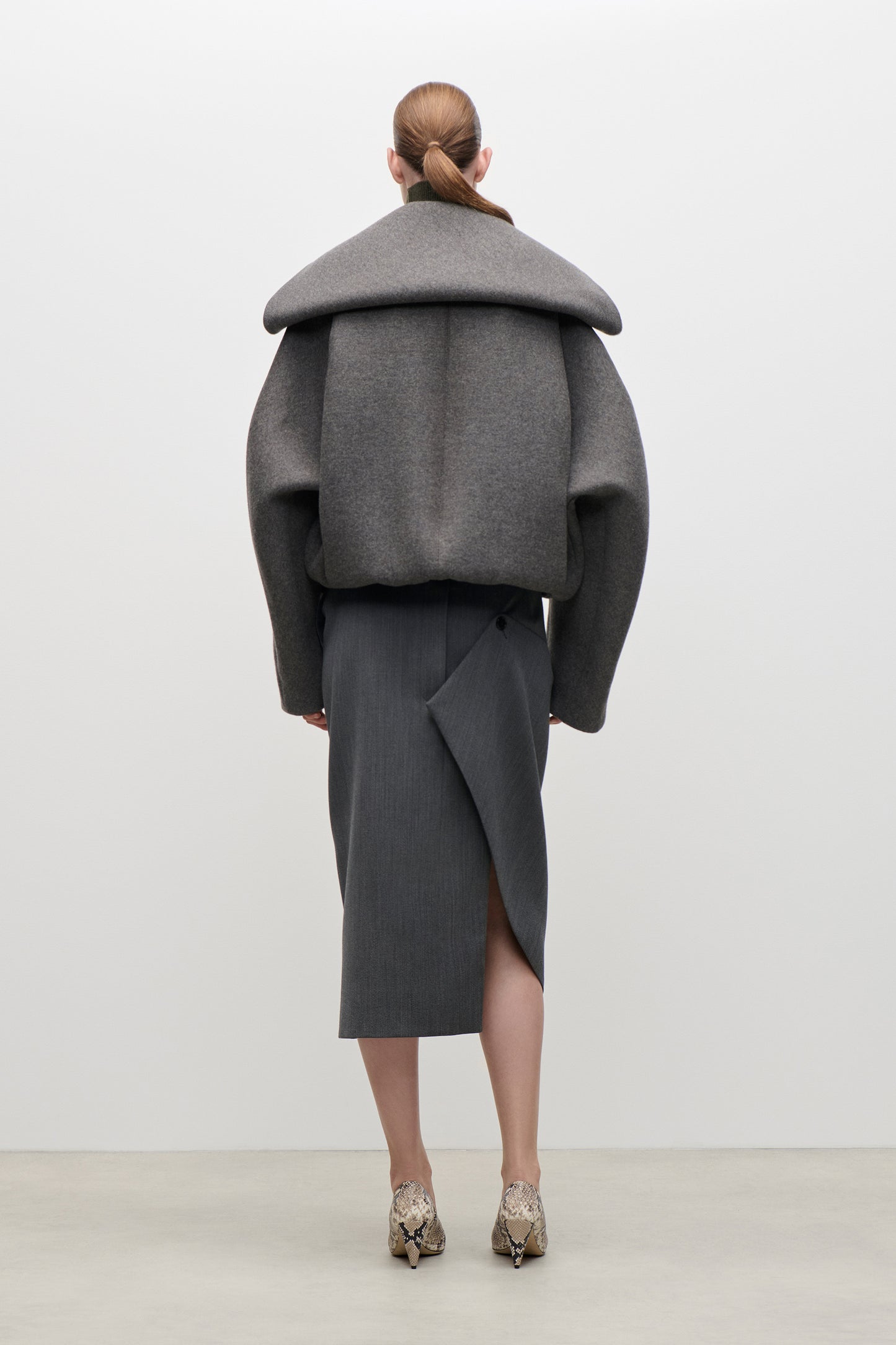 Folded Collar Bomber Jacket In Grey