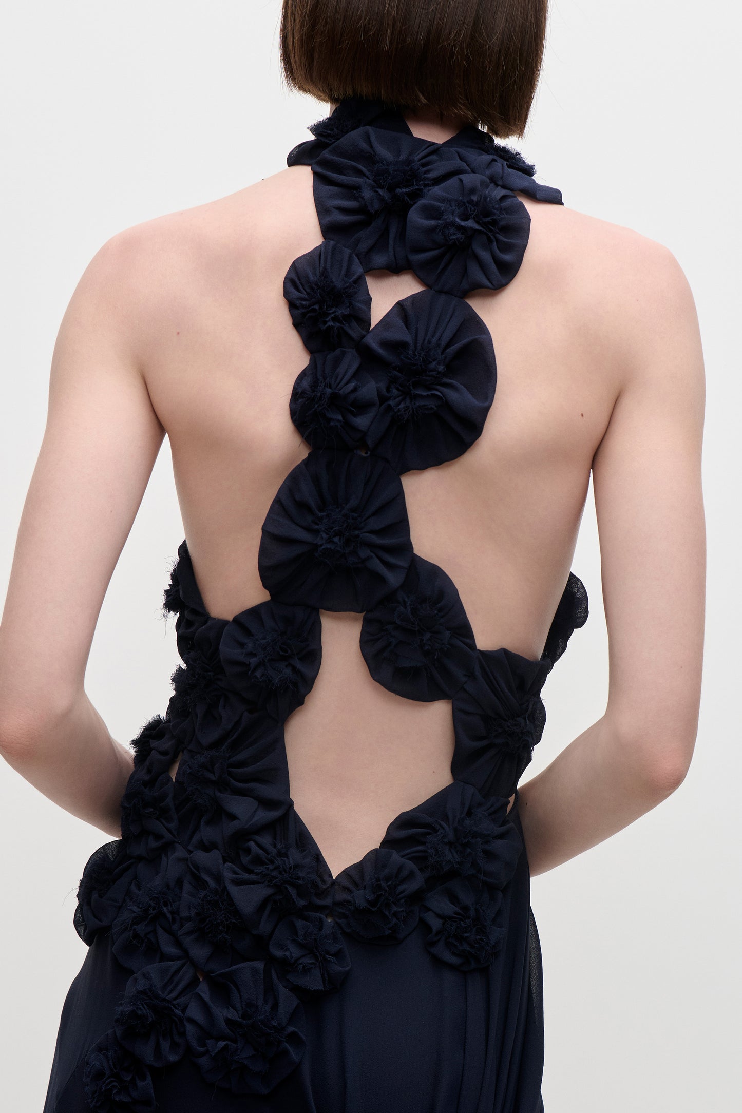 Cut Out Applique Gown In Navy