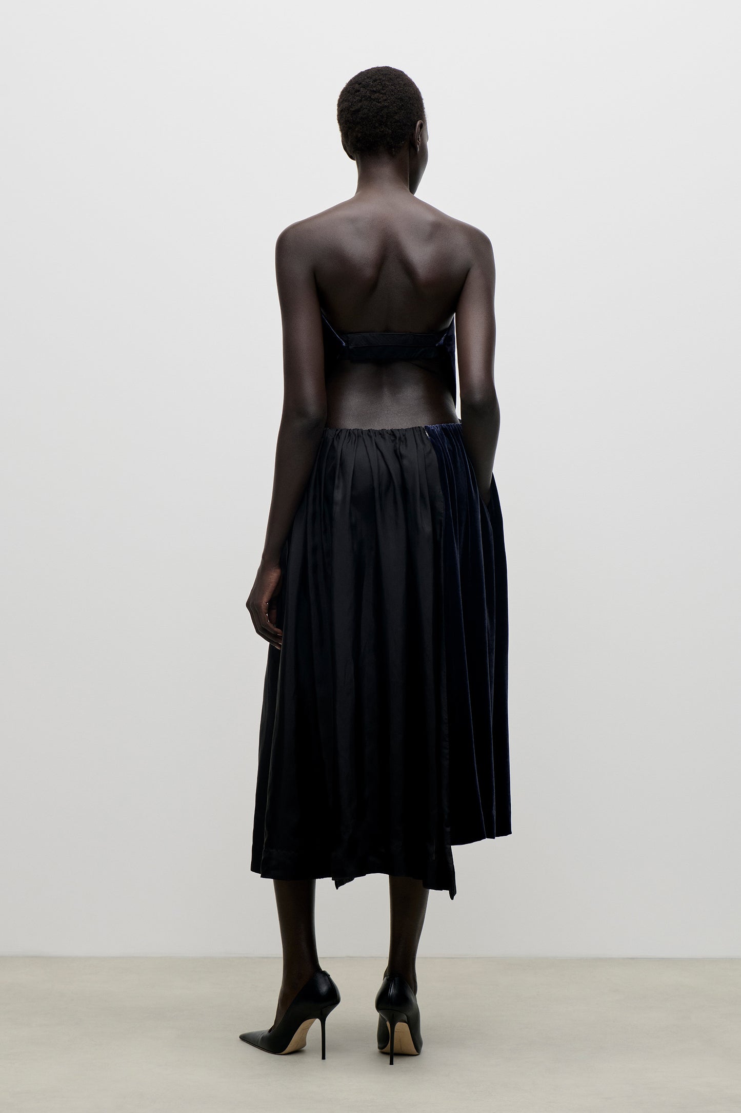 Asymmetric Midi Dress In Navy