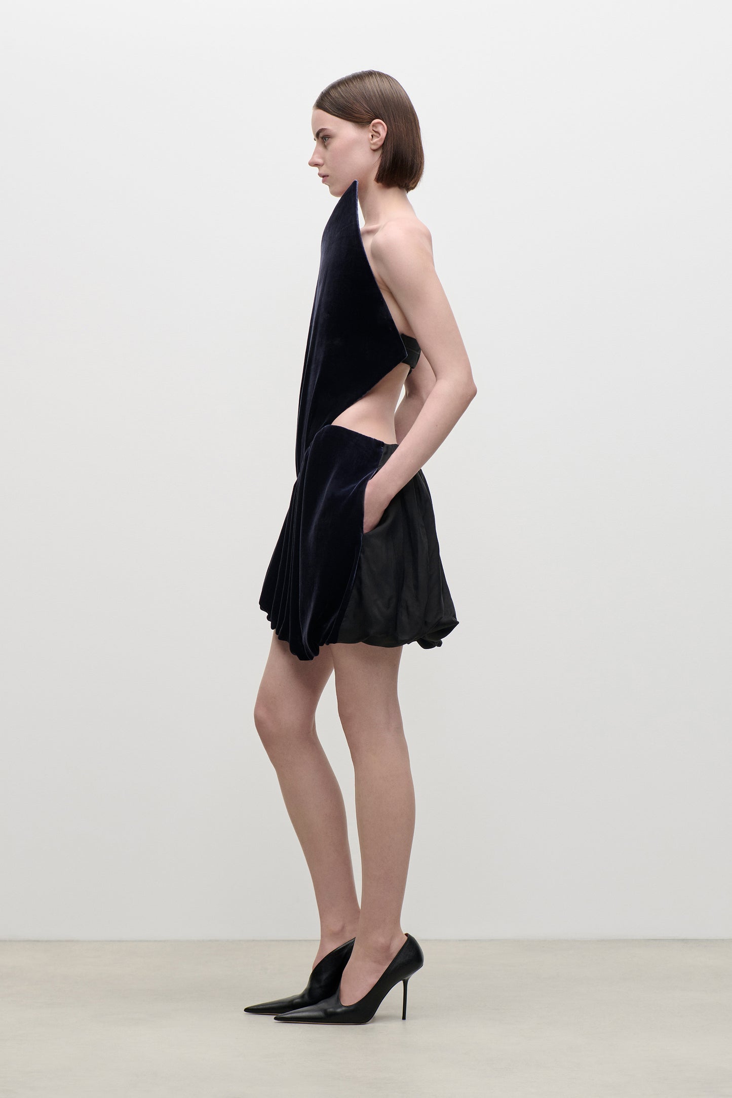 Asymmetric Mini Dress In Navy