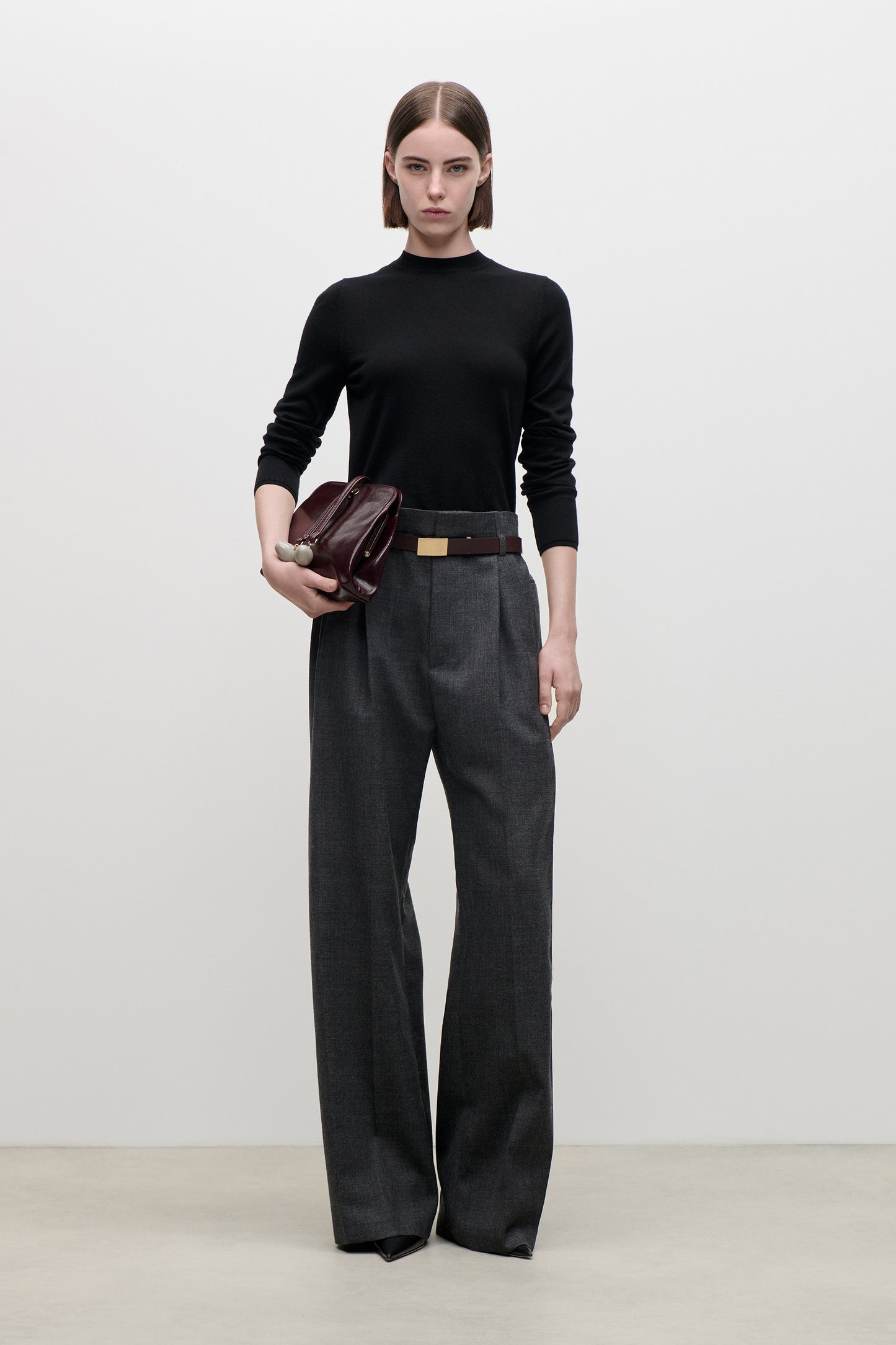 Ethel Trouser In Dark Grey Melange