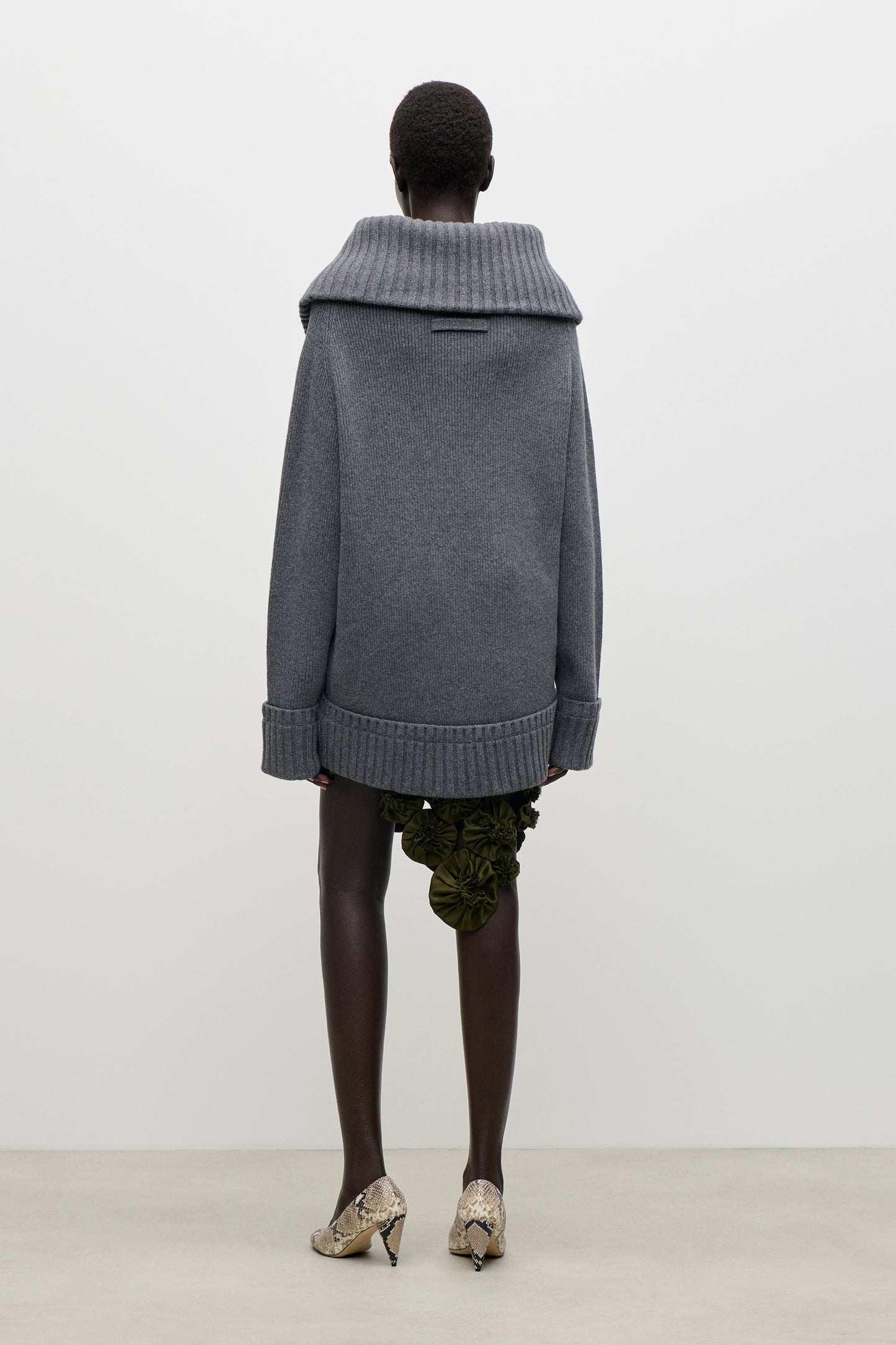 Wide Collar Jumper In Dark Grey