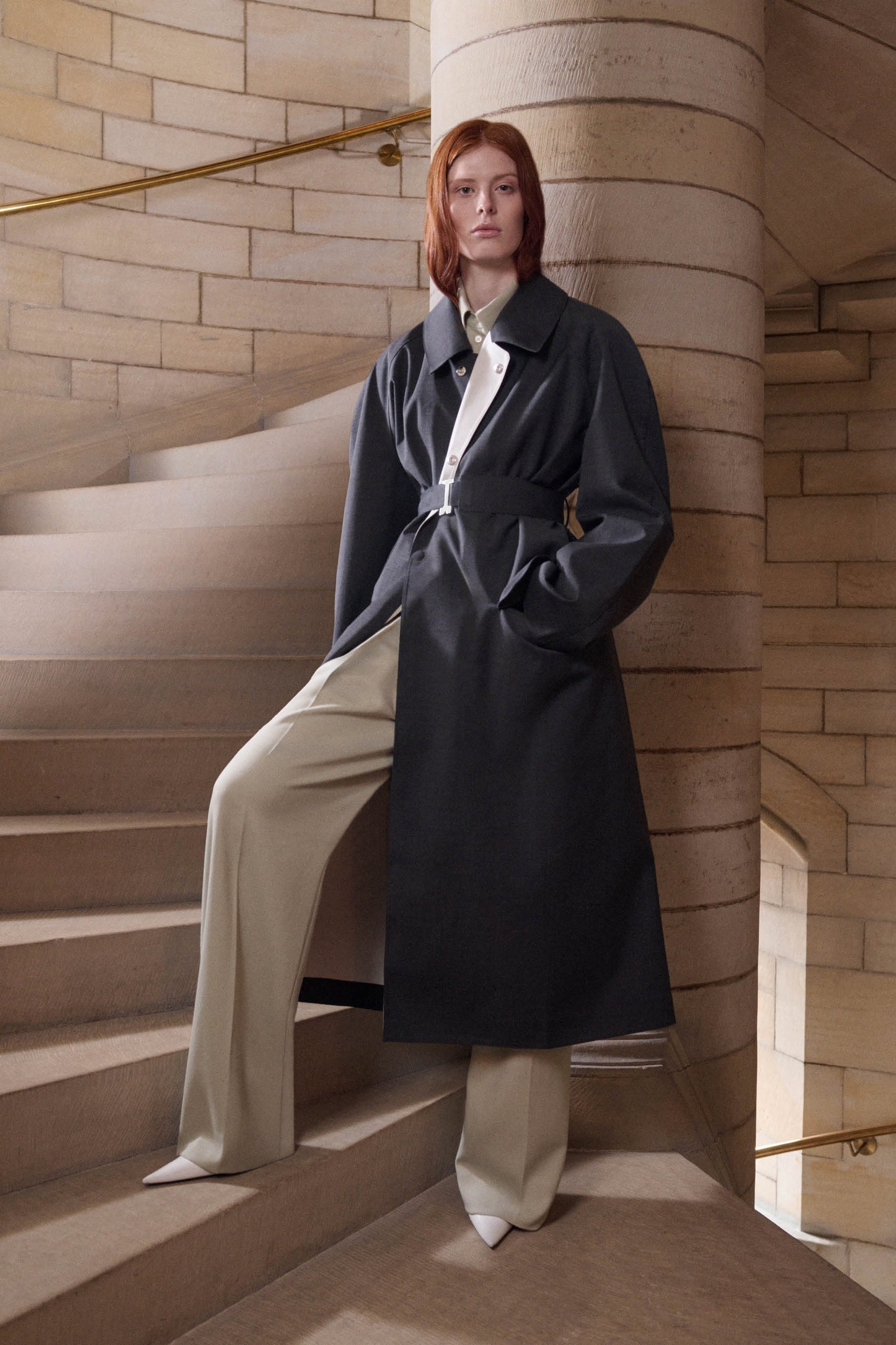 Victoria Beckham X Mackintosh Belted Trench In Charcoal