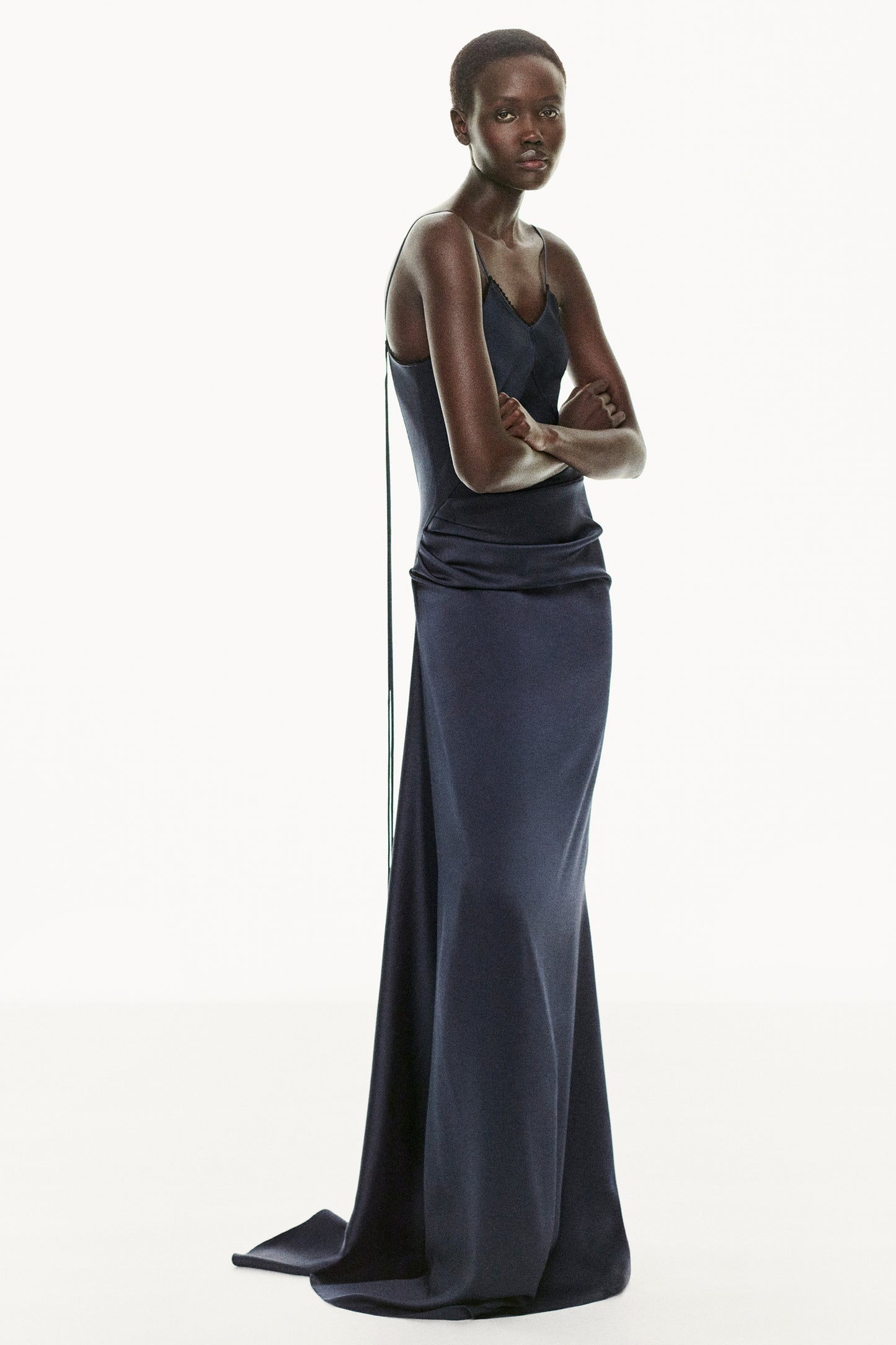 Draped Lace Dress In Midnight