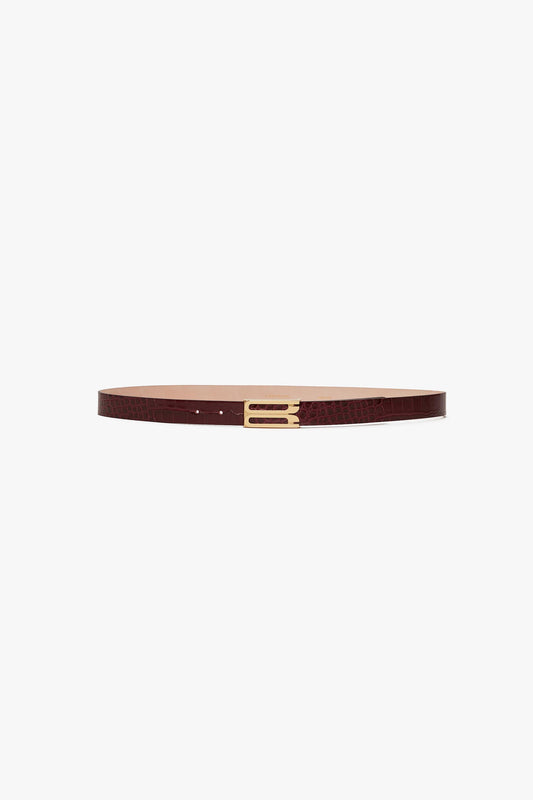 Dorian Belt In Dark Brown Croc Embossed Leather