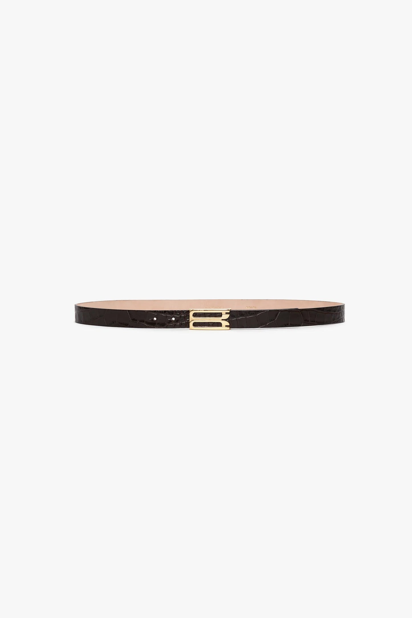 Dorian Belt In Espresso Croc Embossed Calf Leather