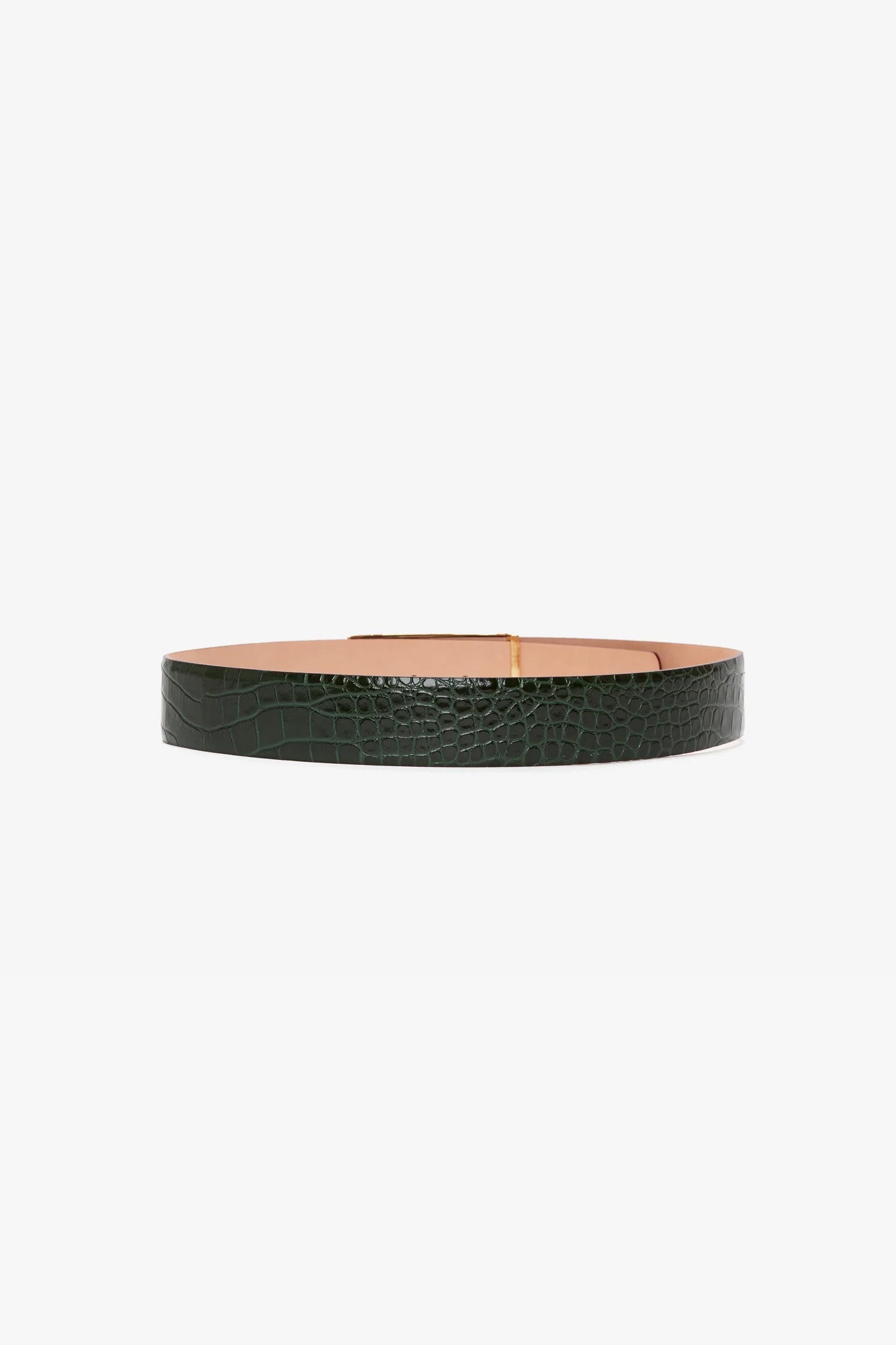 Jumbo Dorian Belt In Dark Forest Croc Embossed Leather
