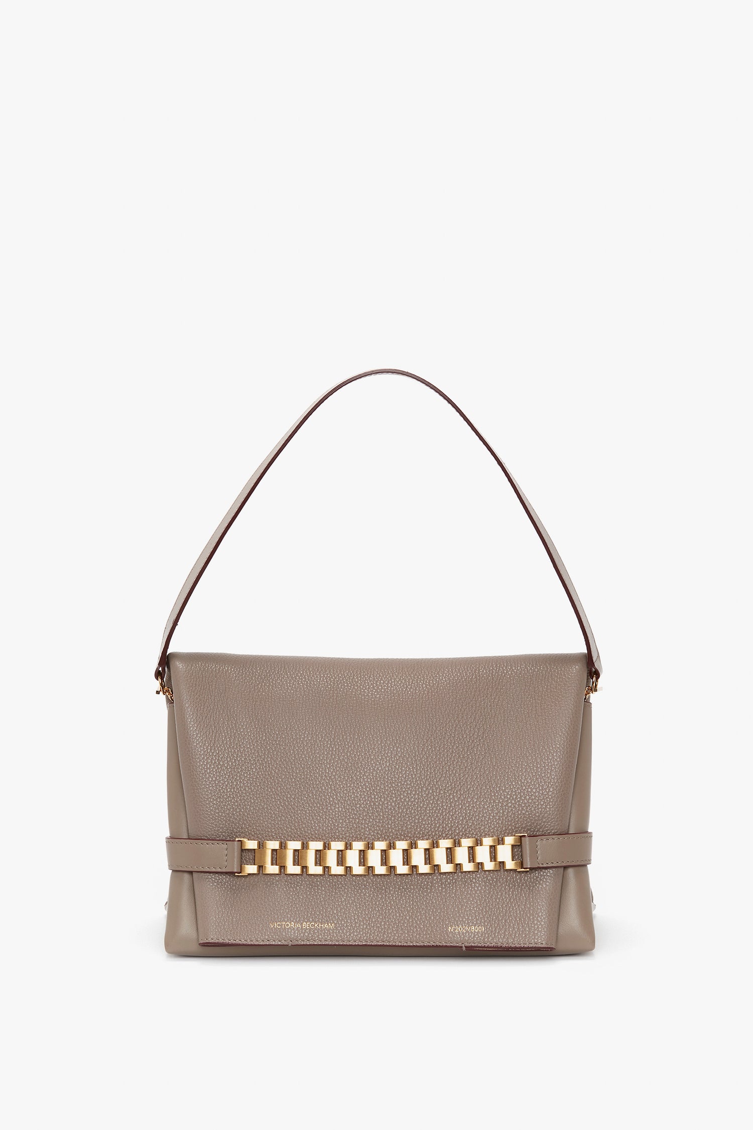 Chain Pouch In Taupe Grained Leather