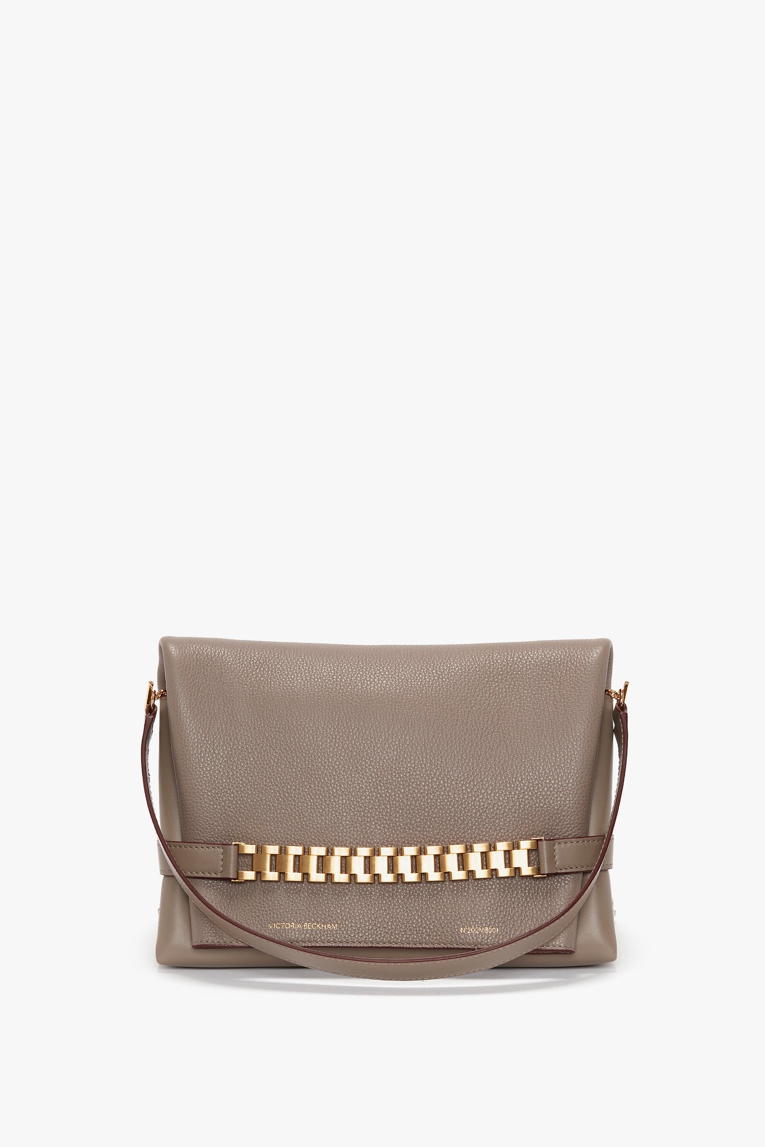 Chain Pouch In Taupe Grained Leather