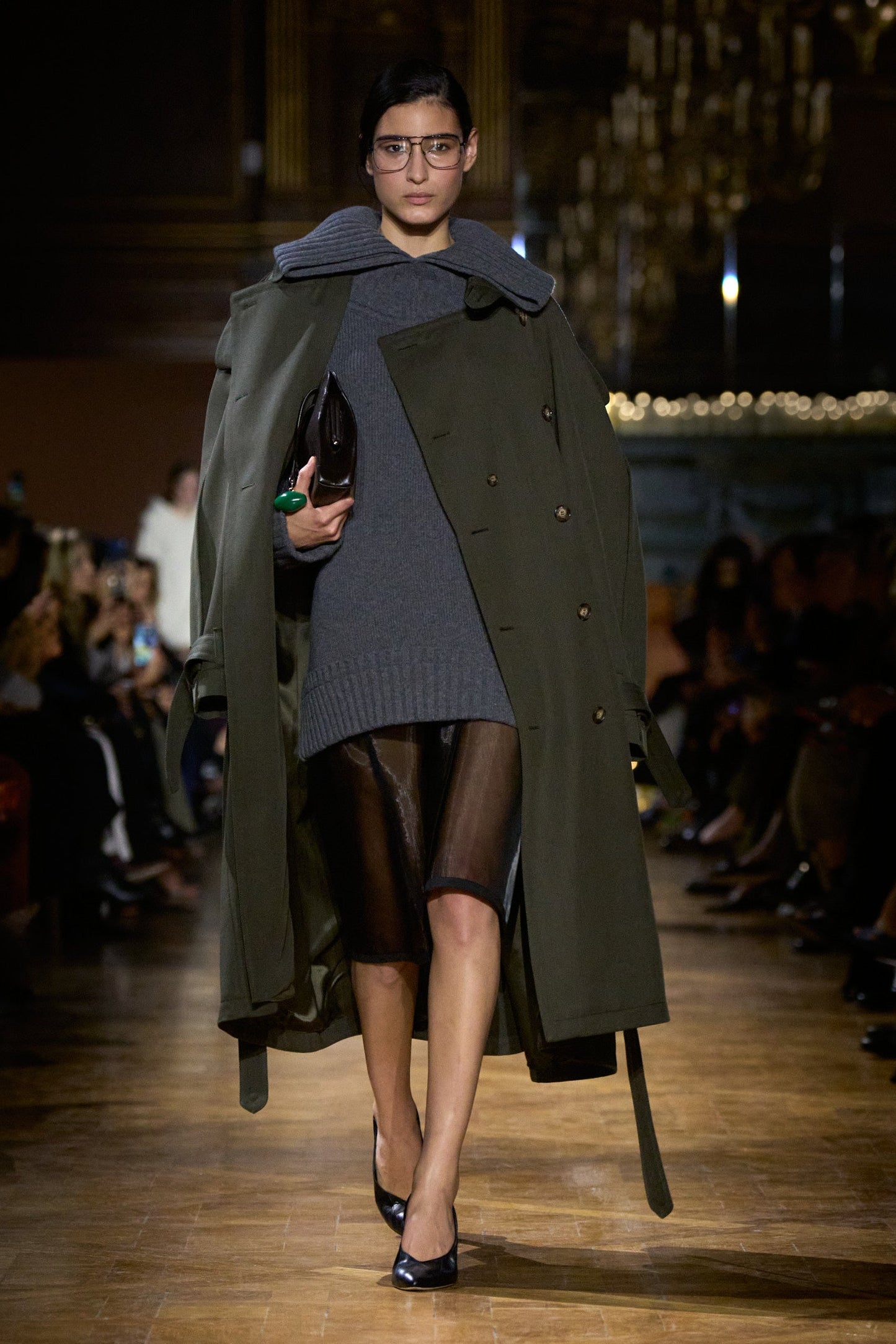 Wide Collar Jumper In Dark Grey