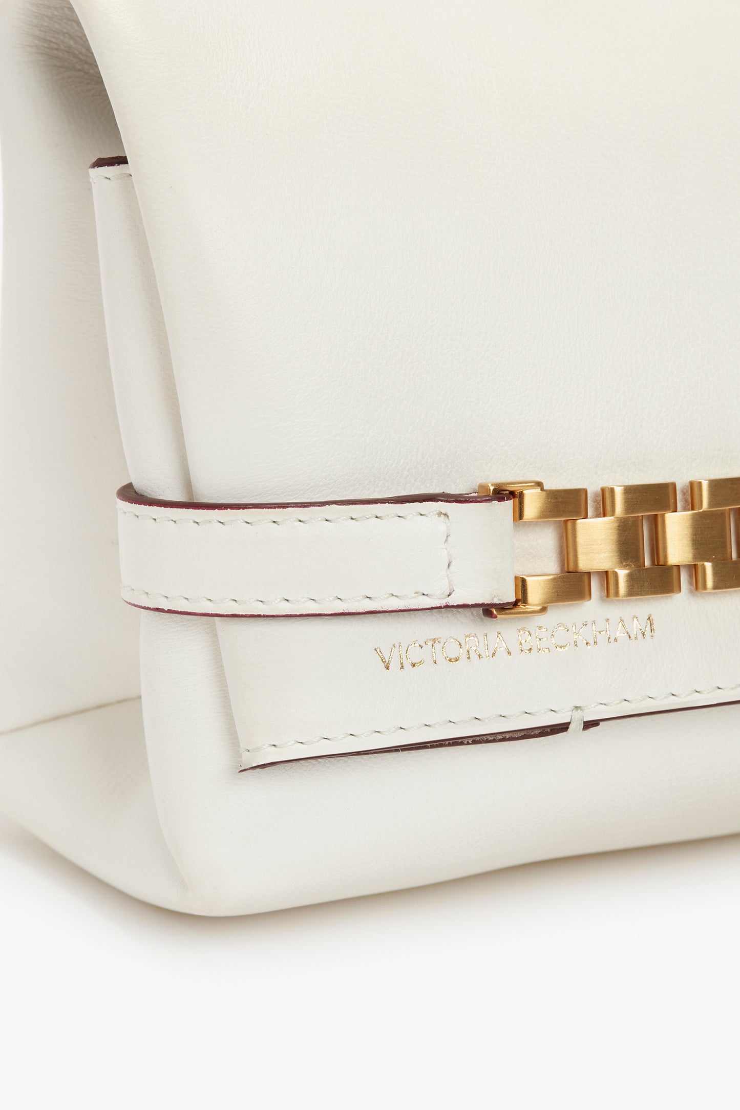 Mini Chain Pouch Bag In White Leather