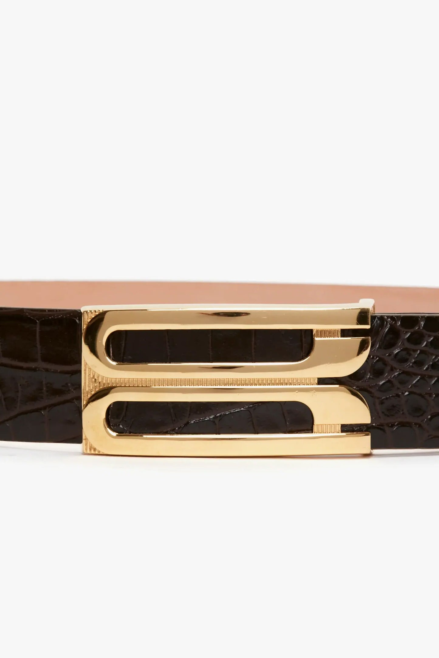 Jumbo Dorian Belt In Chocolate Croc Embossed Leather